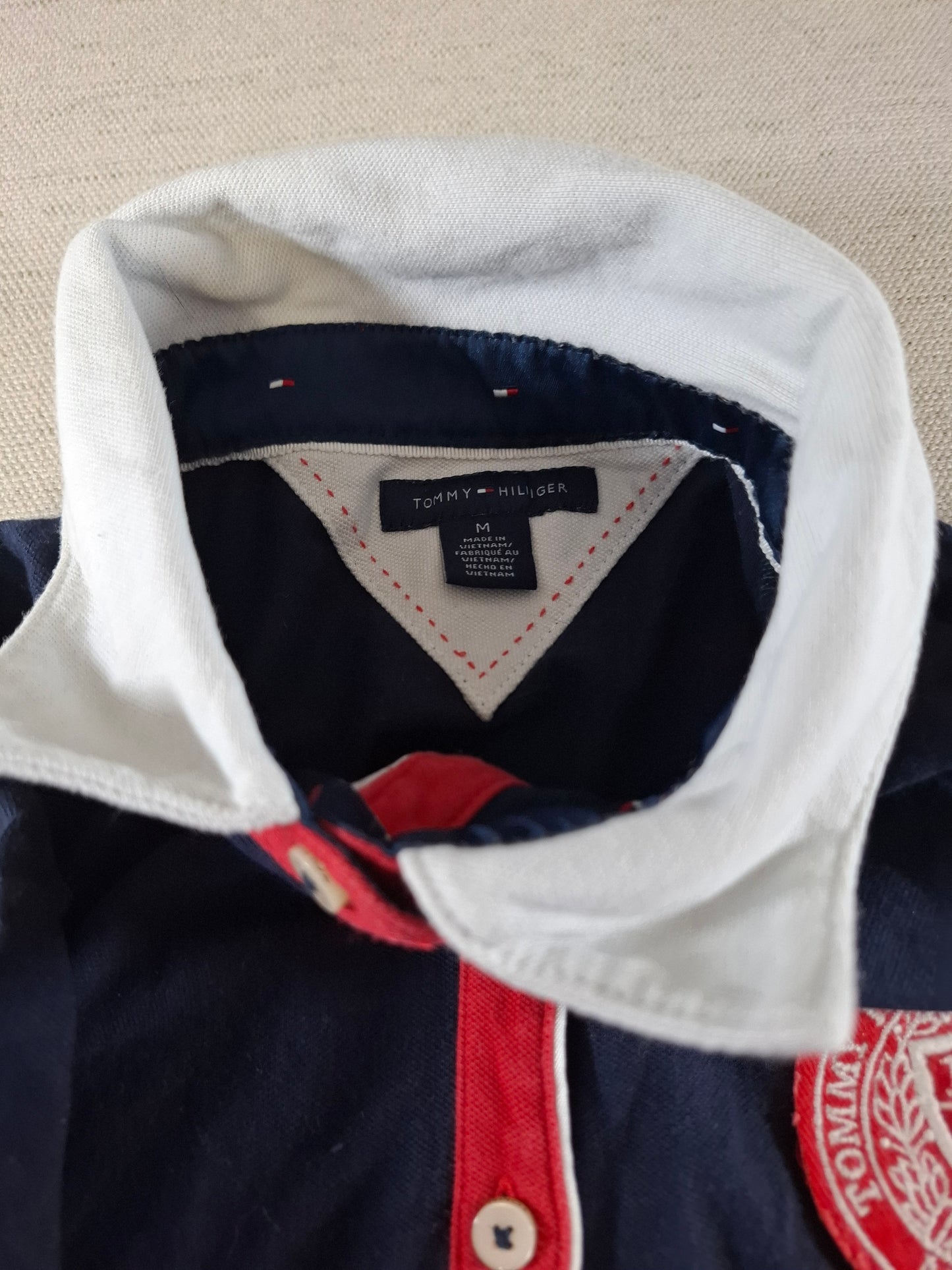 001350 Tommy Hilfiger Polo shirt size M Navy/ Red/ White