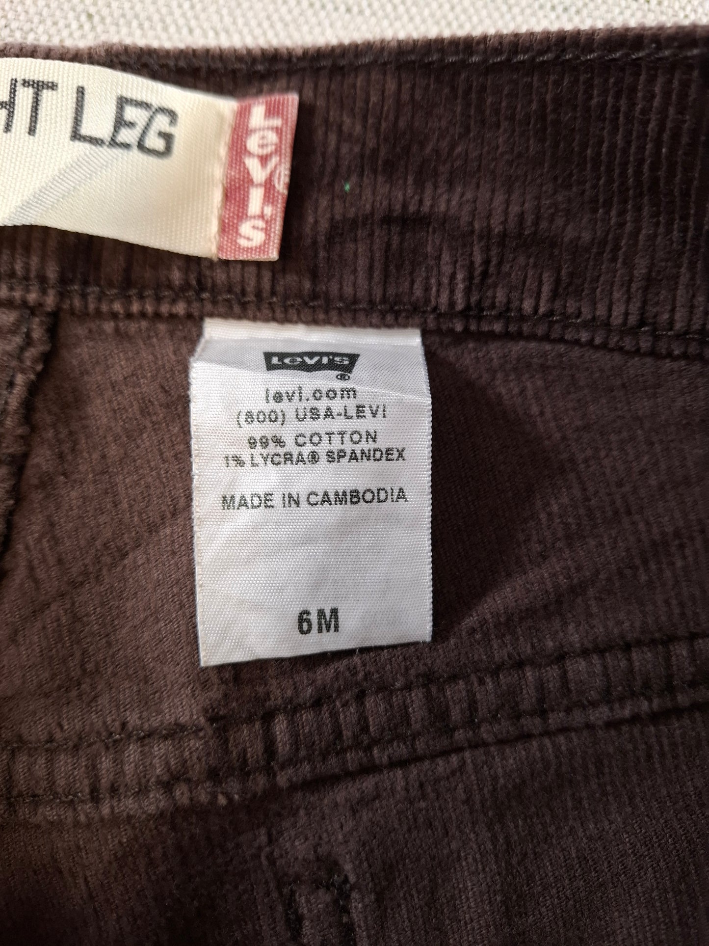 001380 Levi's Corduroy – Brown, Size 6M