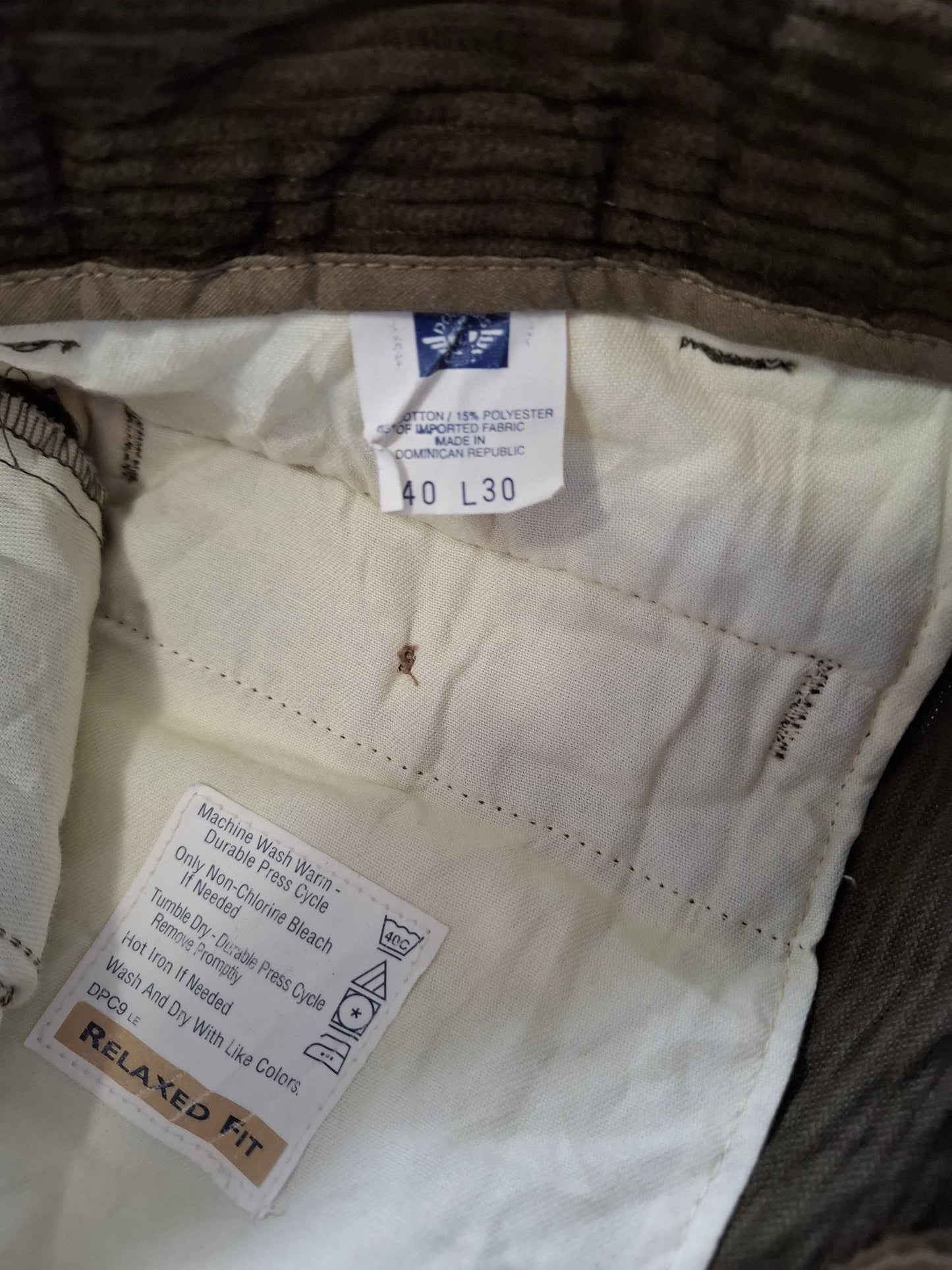 001387 Dockers Corduroy – Green, Size 34/34