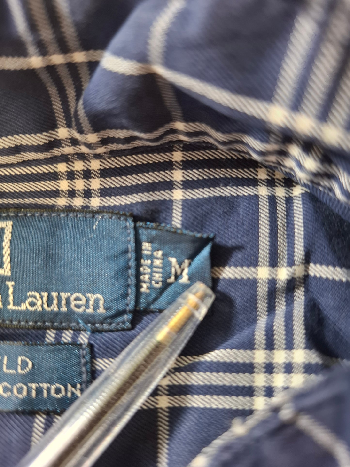 001358 Polo Ralph Lauren Button down shirt – Blue/ white checkered, Size M