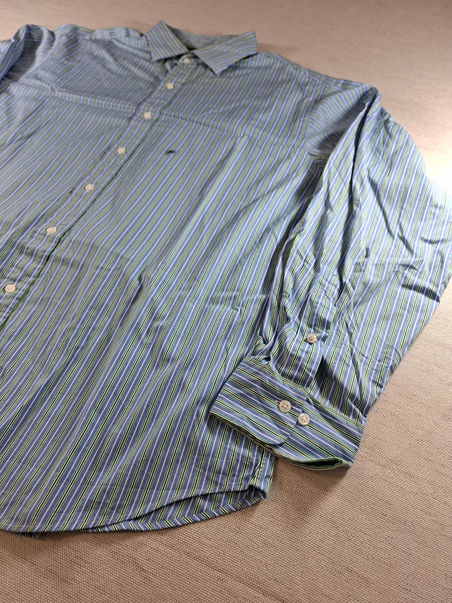 001359 Polo Ralph Lauren Button down shirt – Blue/ White/ Green striped, Size 18 36/37