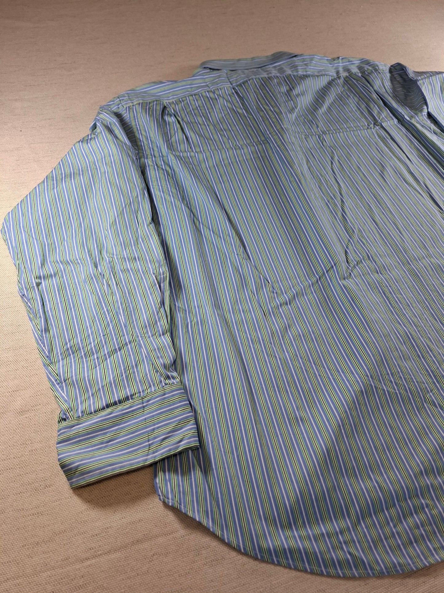 001359 Polo Ralph Lauren Button down shirt – Blue/ White/ Green striped, Size 18 36/37