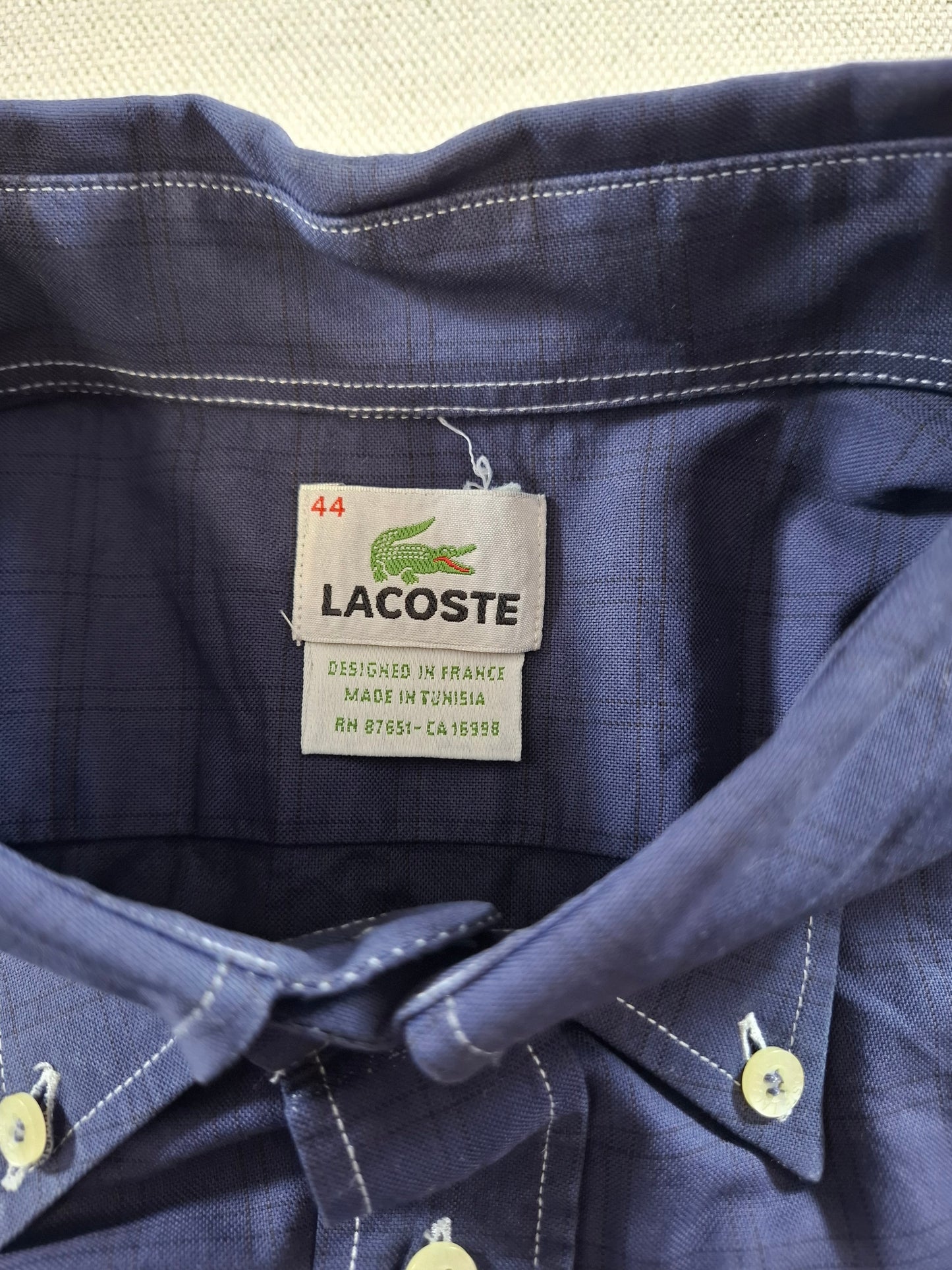 001360 Lacoste Button down shirt – Navy blue, Size 44