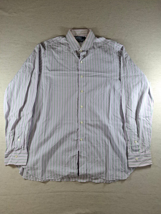 001362 Polo Ralph Lauren Button down shirt – Pink/ Green striped, Size 17/43