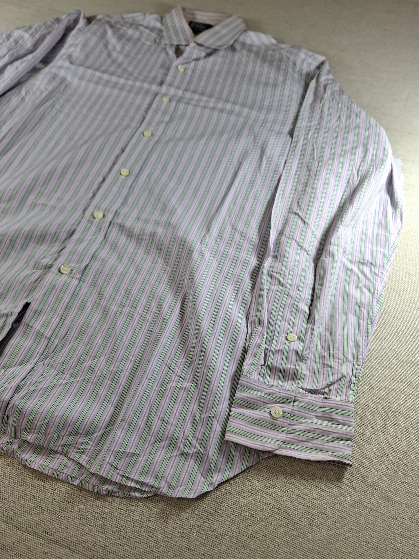 001362 Polo Ralph Lauren Button down shirt – Pink/ Green striped, Size 17/43
