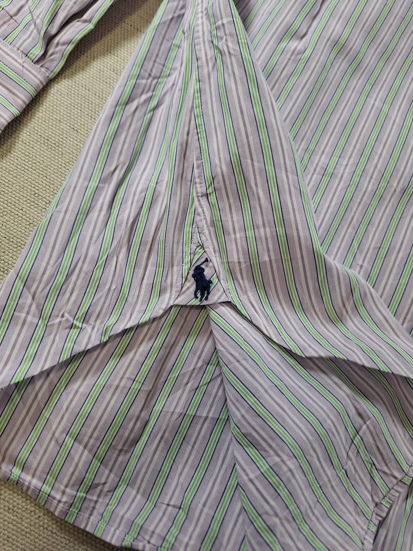 001362 Polo Ralph Lauren Button down shirt – Pink/ Green striped, Size 17/43