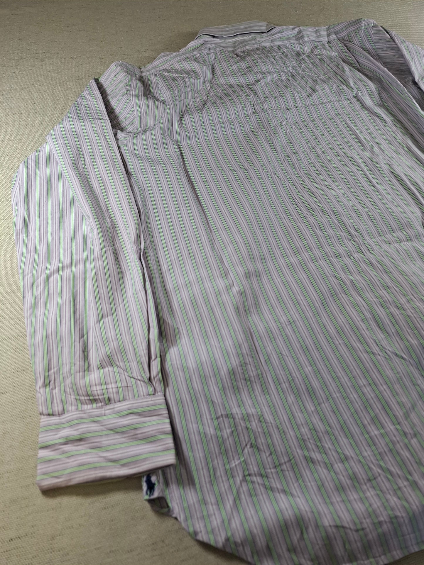 001362 Polo Ralph Lauren Button down shirt – Pink/ Green striped, Size 17/43