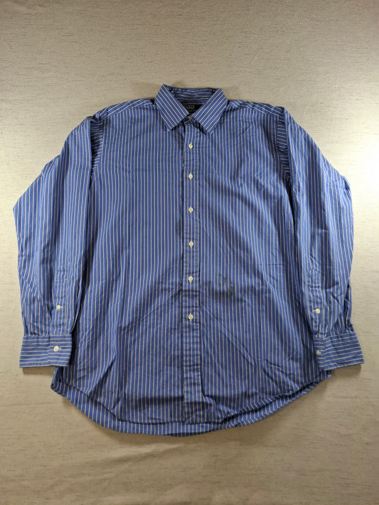 001363 Polo Ralph Lauren Button down shirt – Blue/ black/ white striped, Size L