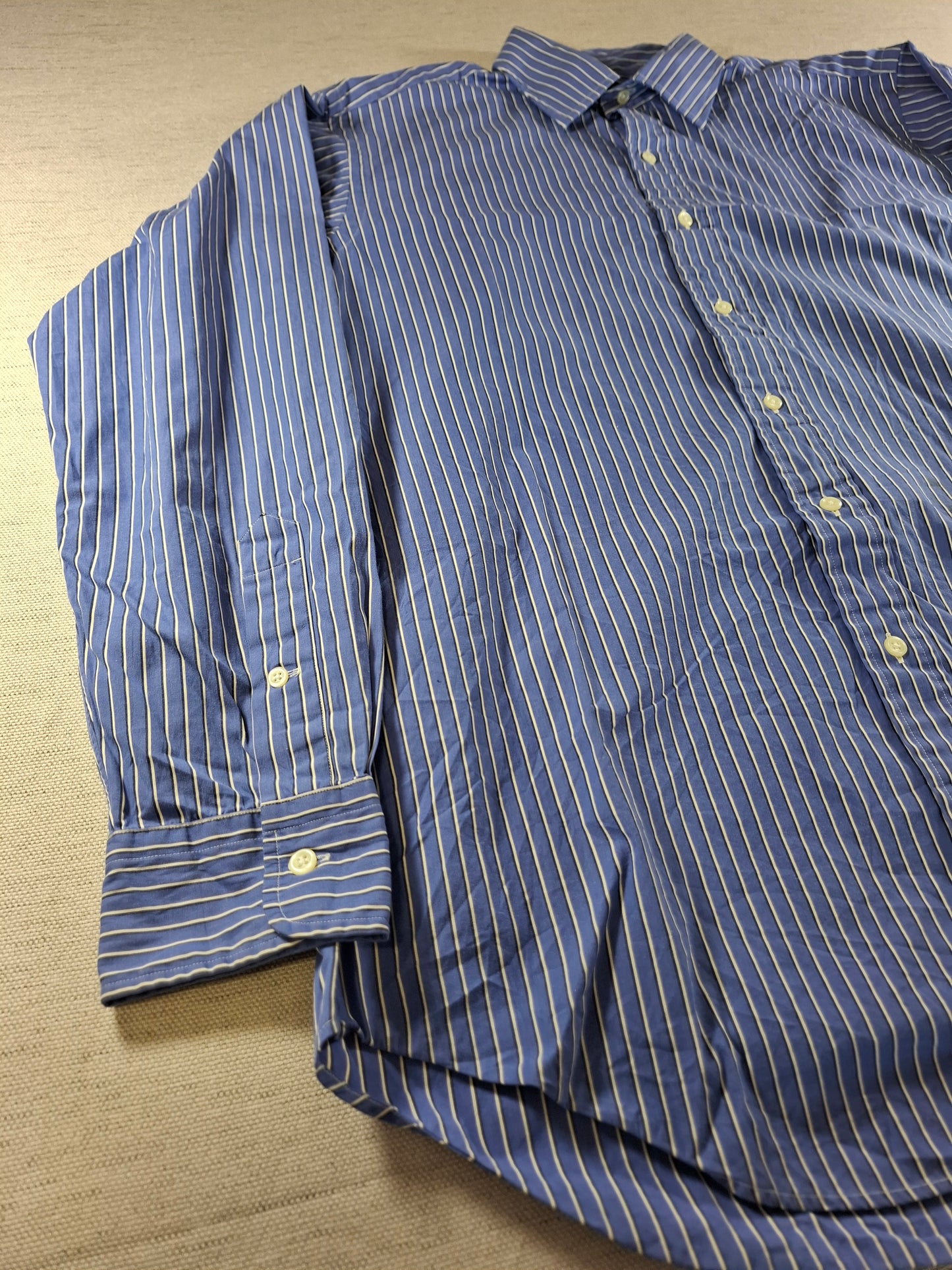 001363 Polo Ralph Lauren Button down shirt – Blue/ black/ white striped, Size L