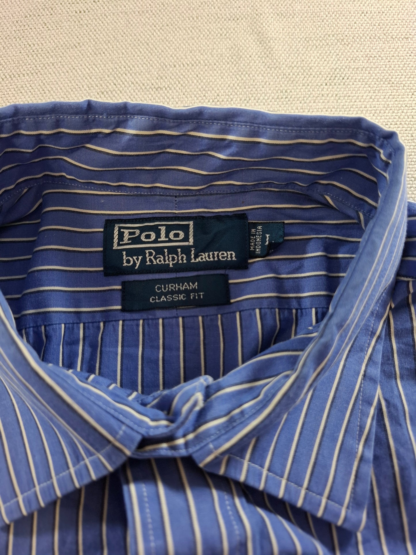 001363 Polo Ralph Lauren Button down shirt – Blue/ black/ white striped, Size L