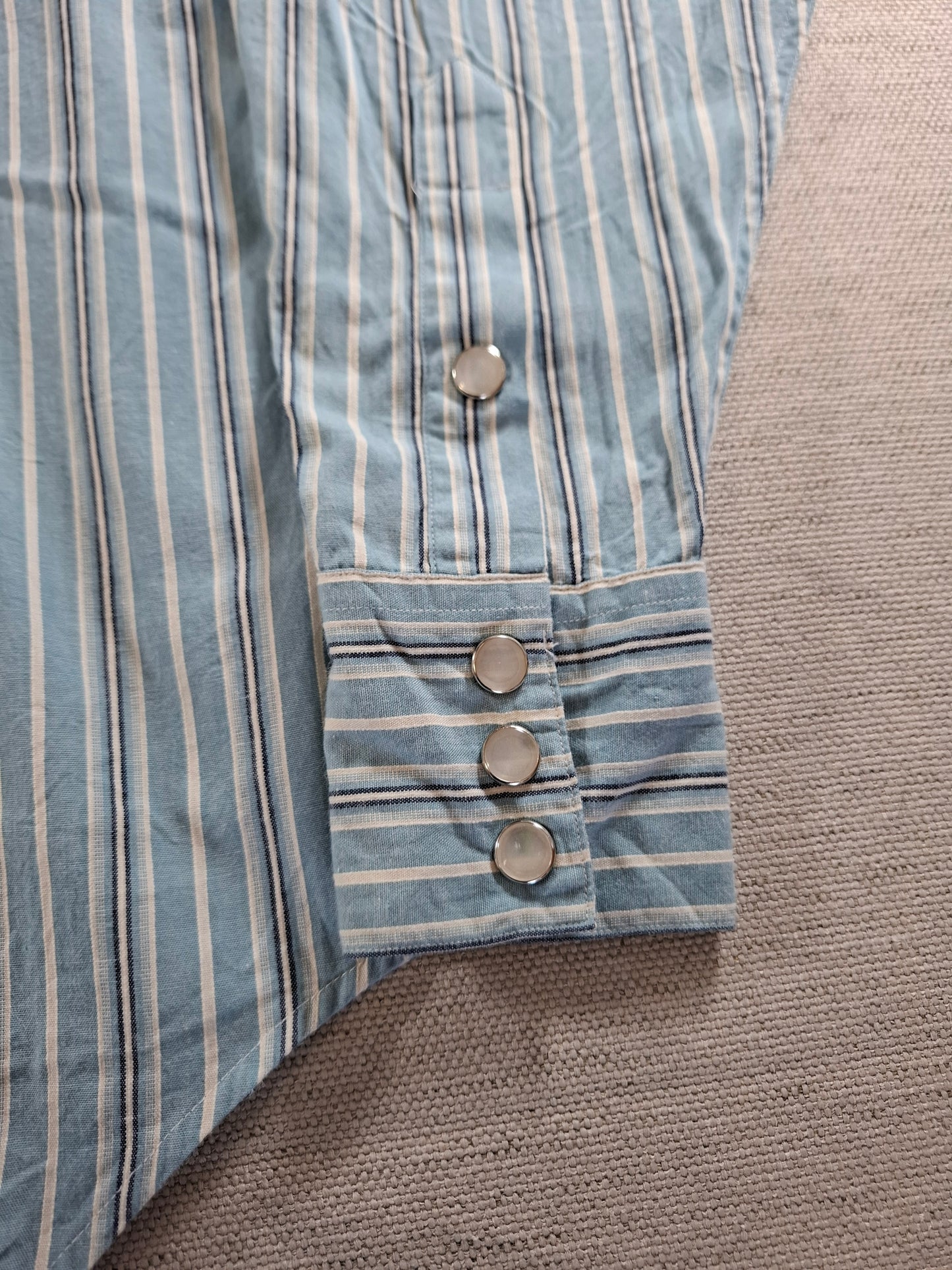 001364 Polo Ralph Lauren Button down shirt – Aqua/ black/ white striped, Size 4