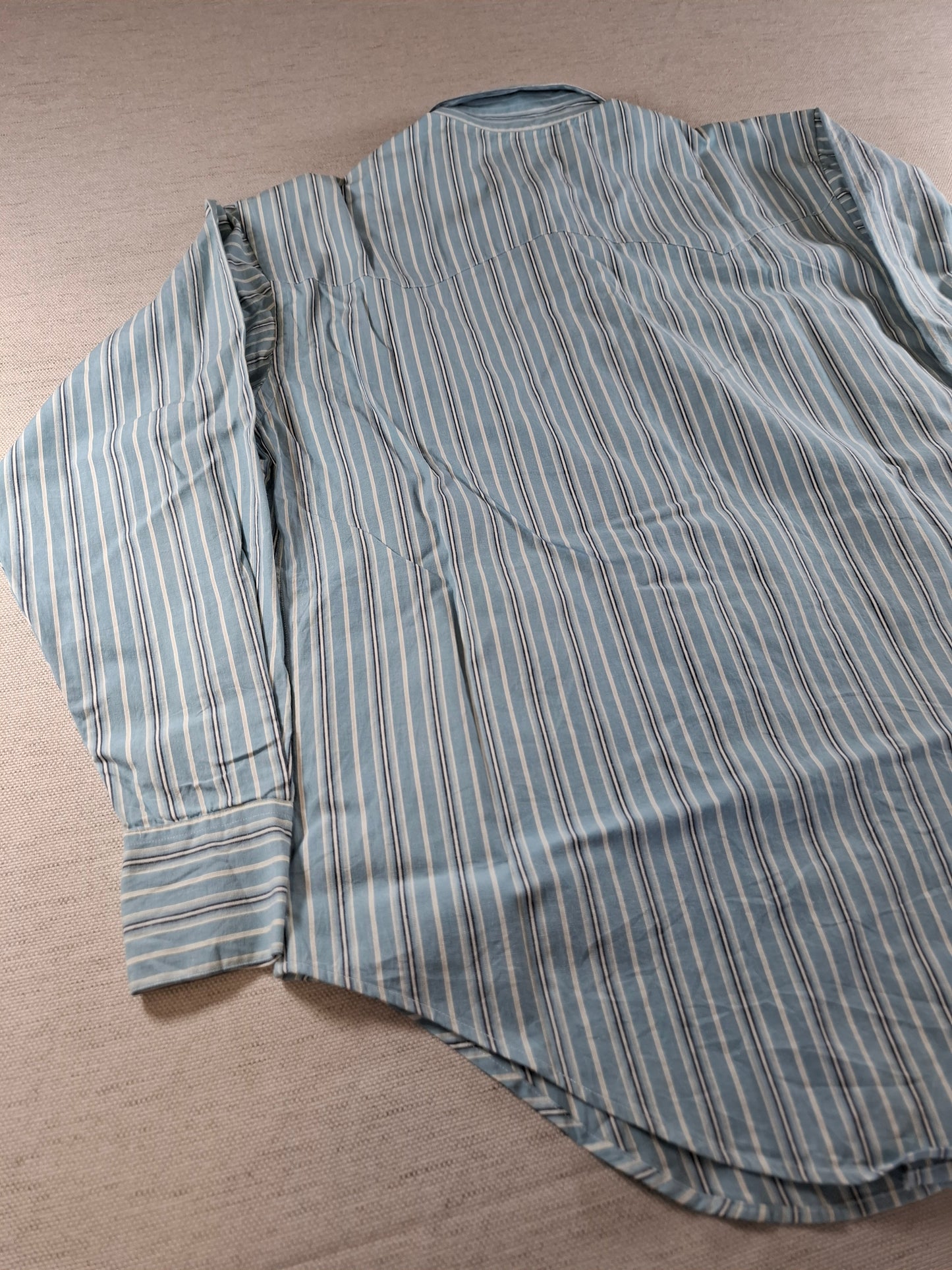 001364 Polo Ralph Lauren Button down shirt – Aqua/ black/ white striped, Size 4
