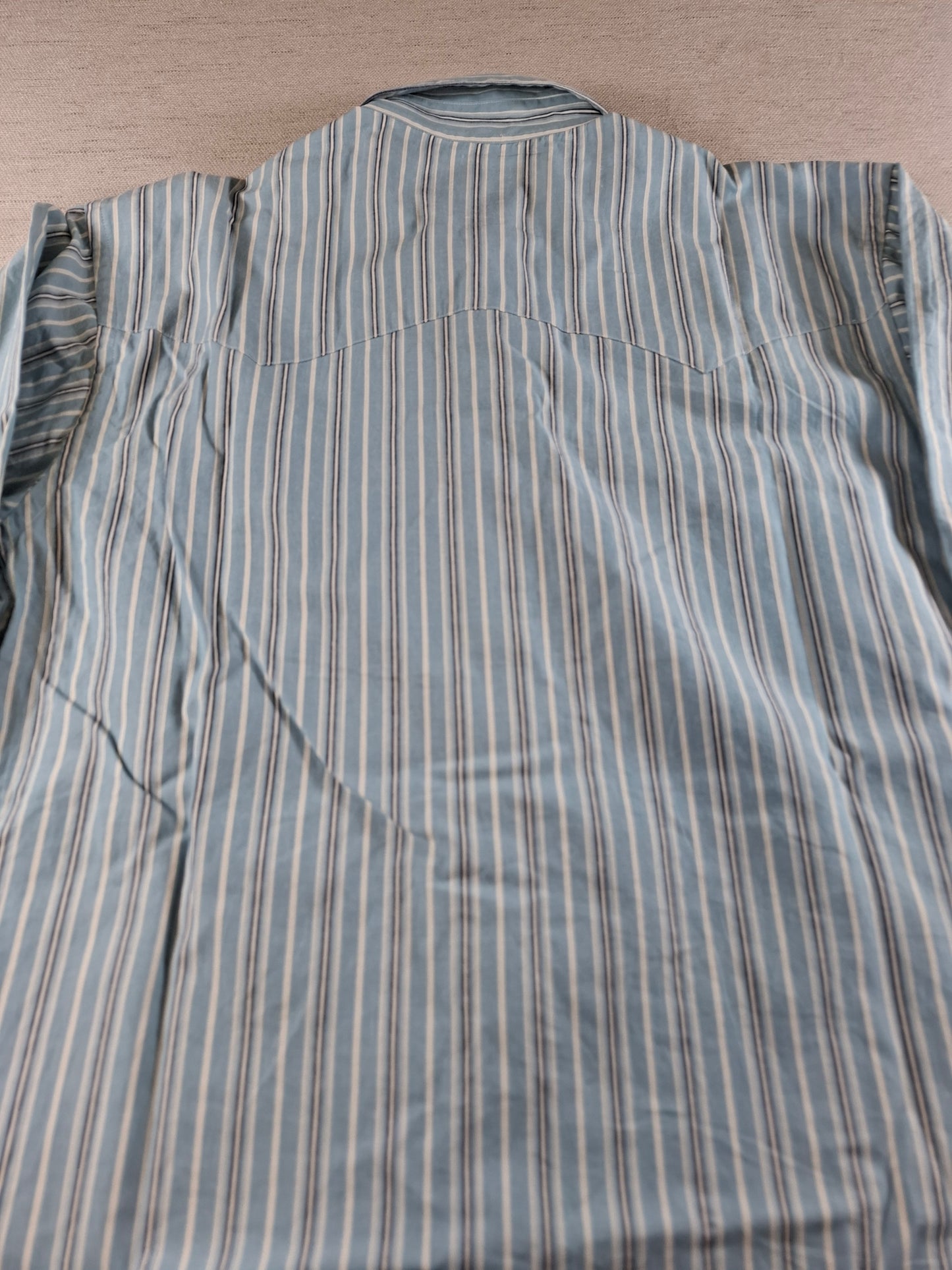 001364 Polo Ralph Lauren Button down shirt – Aqua/ black/ white striped, Size 4