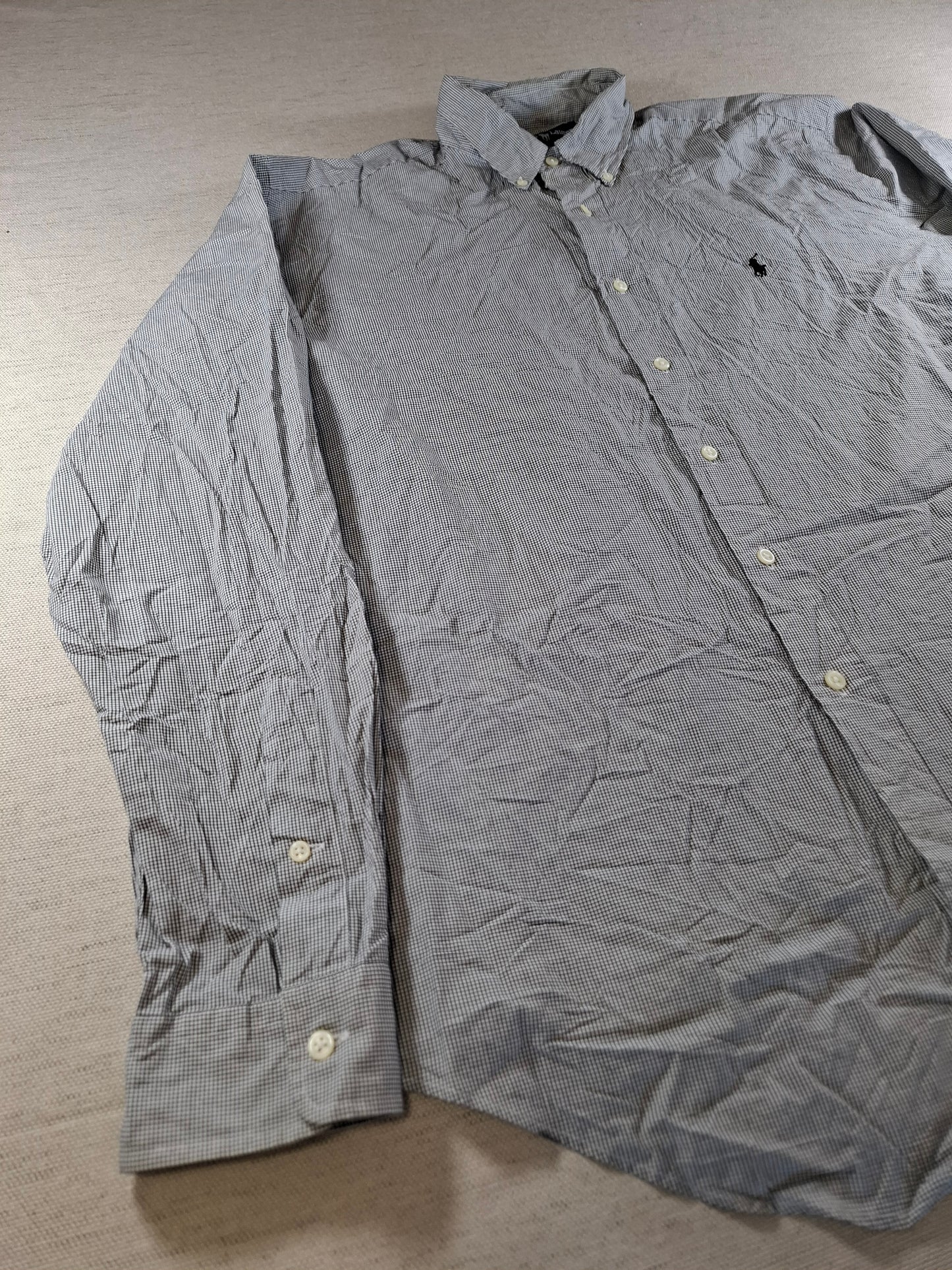 001365 Polo Ralph Lauren Button down shirt – Black/ White checkered, Size 16 1/2 36/37