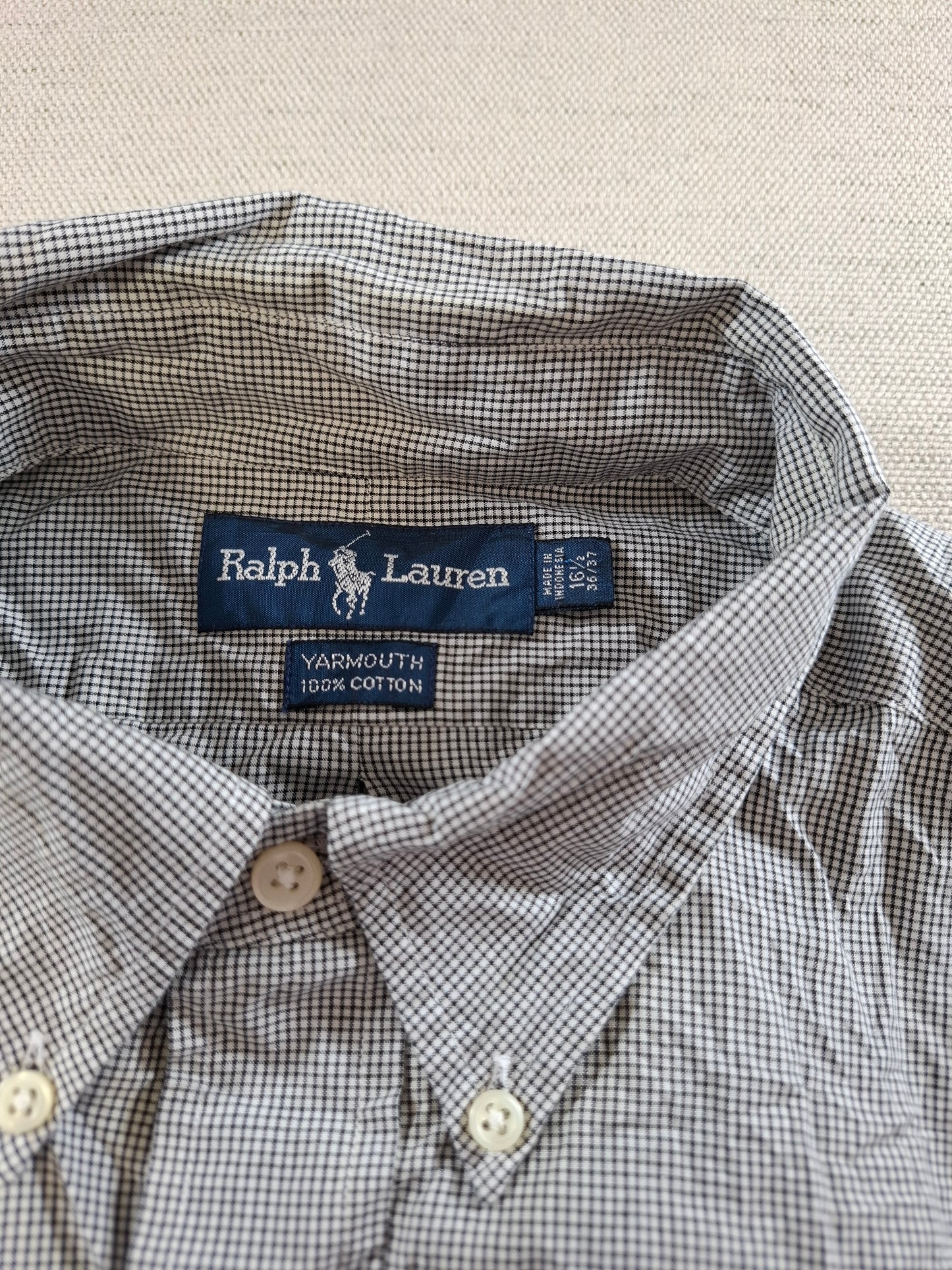 001365 Polo Ralph Lauren Button down shirt – Black/ White checkered, Size 16 1/2 36/37