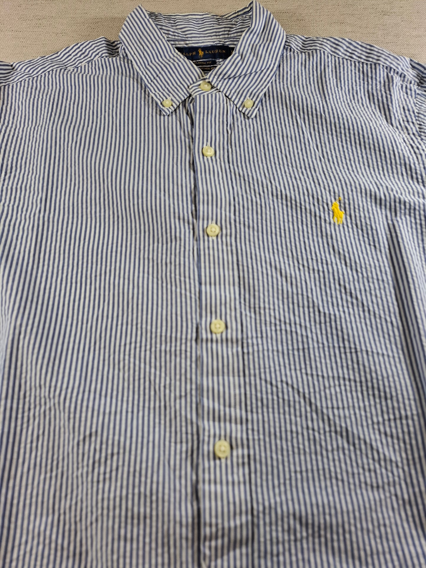 001366 Polo Ralph Lauren Button down shirt – Blue/ white striped, Size L