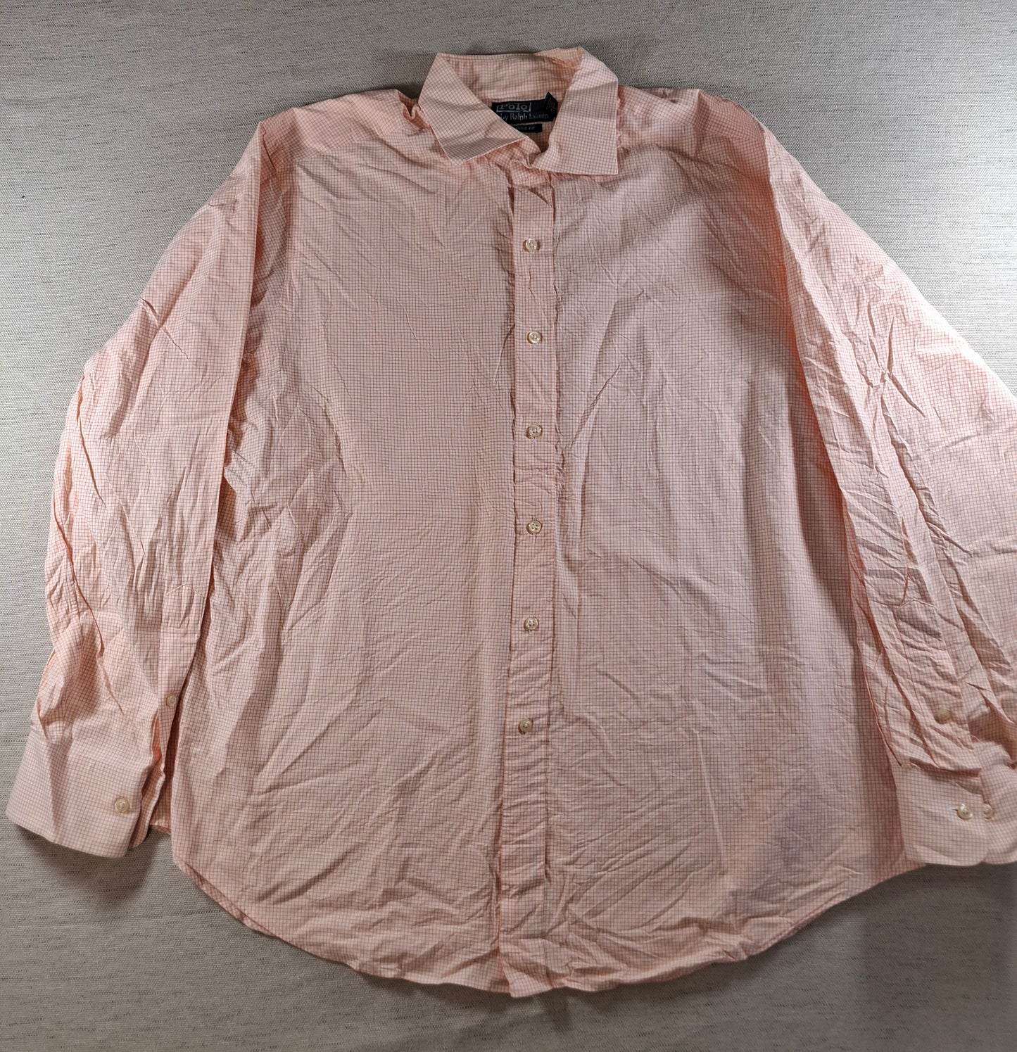 001367 Polo Ralph Lauren Button down shirt – Orange/ white checkered, Size 17 34/35