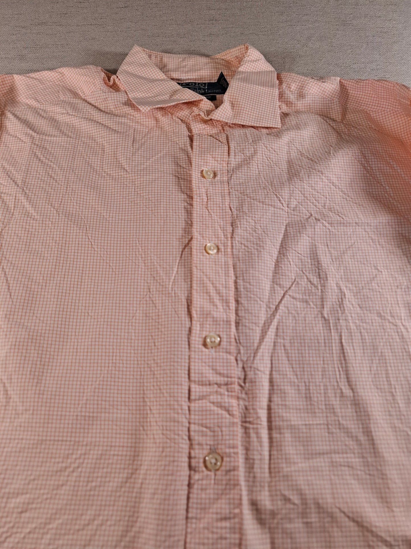 001367 Polo Ralph Lauren Button down shirt – Orange/ white checkered, Size 17 34/35