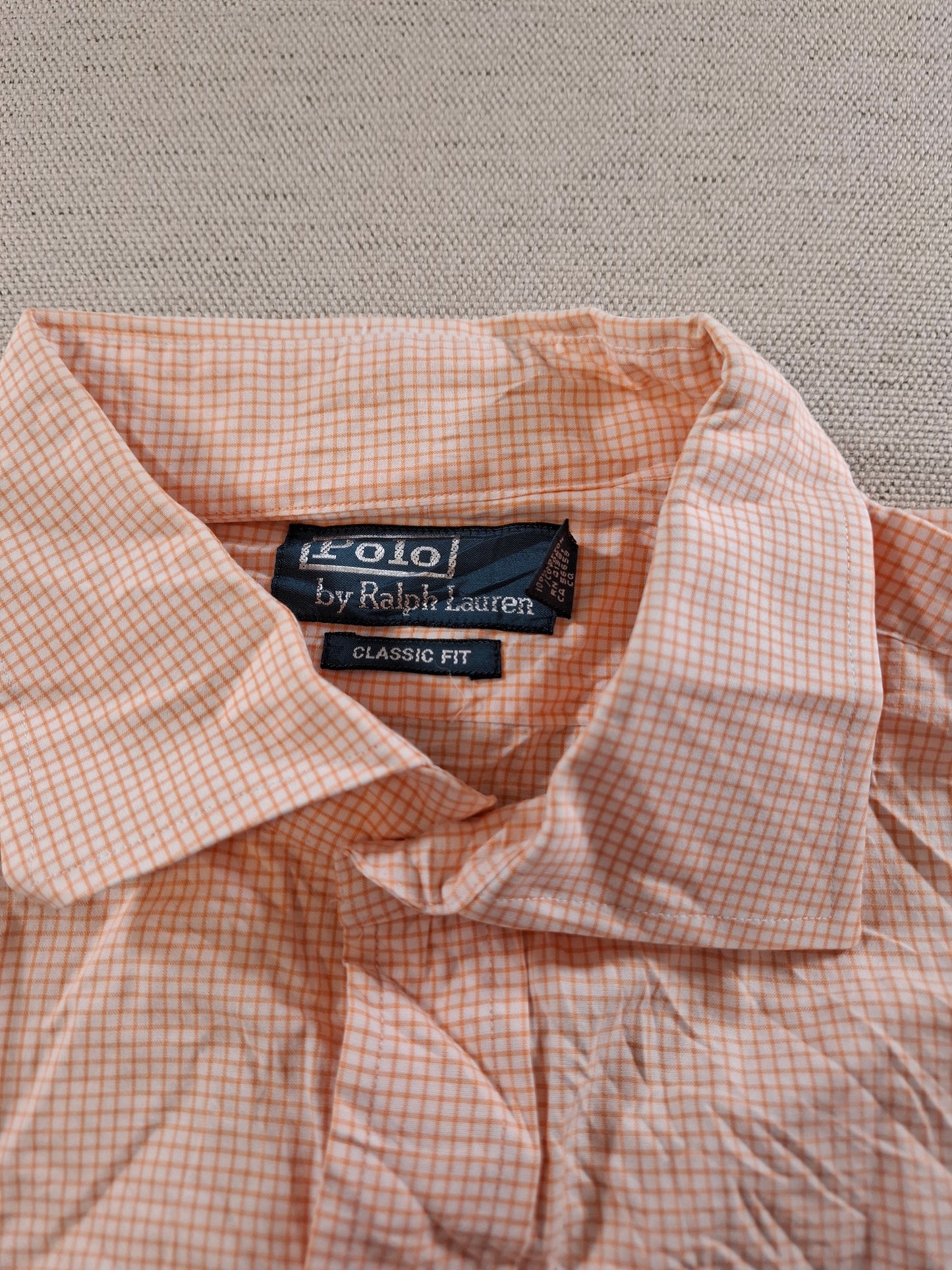001367 Polo Ralph Lauren Button down shirt – Orange/ white checkered, Size 17 34/35