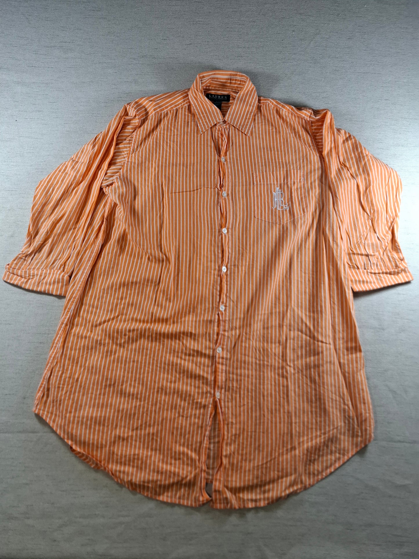 001368 Polo Ralph Lauren Button down shirt – Orange/ white striped, Size S
