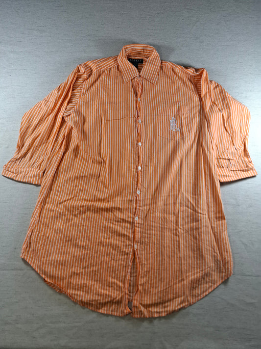 001368 Polo Ralph Lauren Button down shirt – Orange/ white striped, Size S