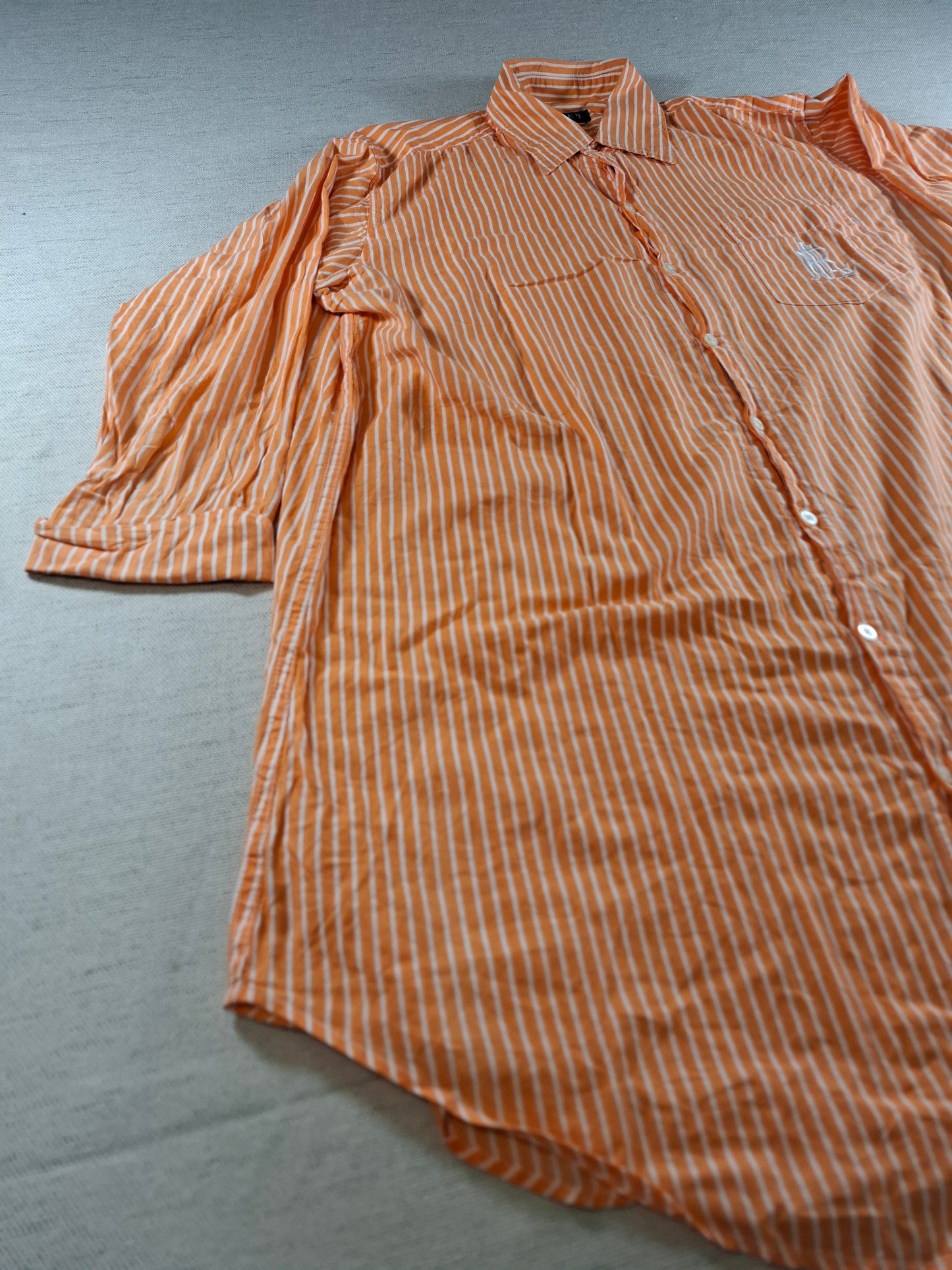 001368 Polo Ralph Lauren Button down shirt – Orange/ white striped, Size S