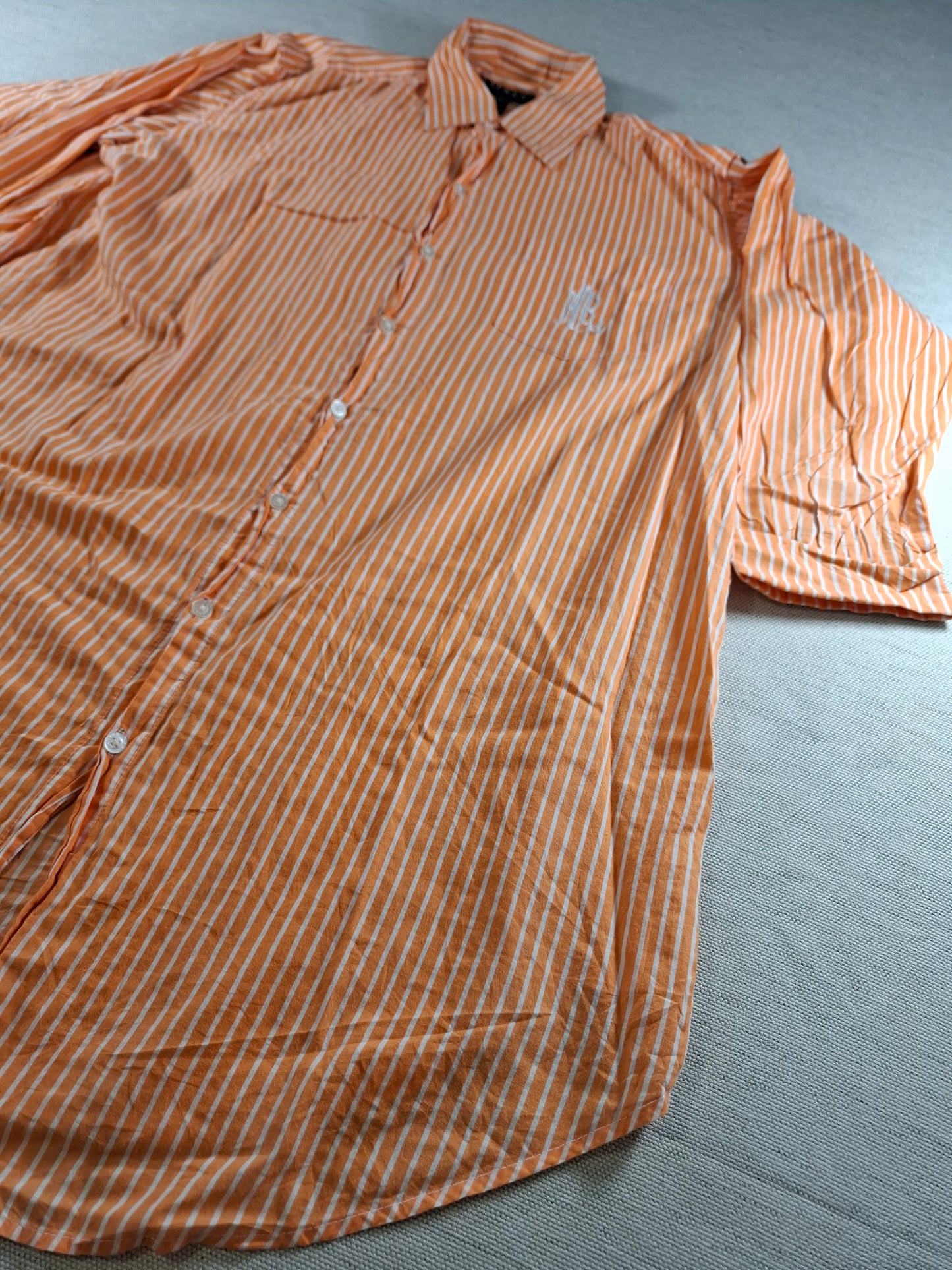 001368 Polo Ralph Lauren Button down shirt – Orange/ white striped, Size S