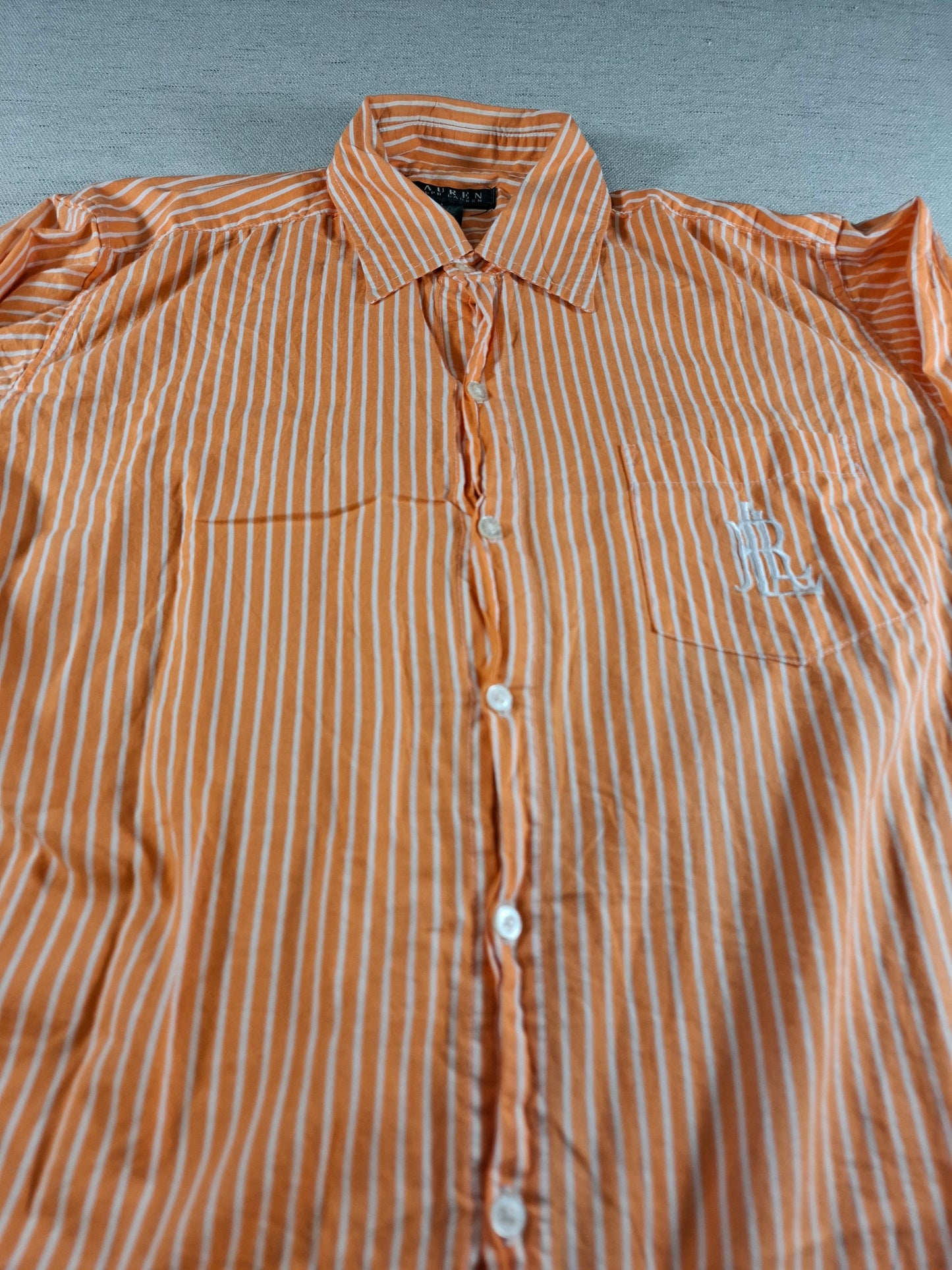 001368 Polo Ralph Lauren Button down shirt – Orange/ white striped, Size S