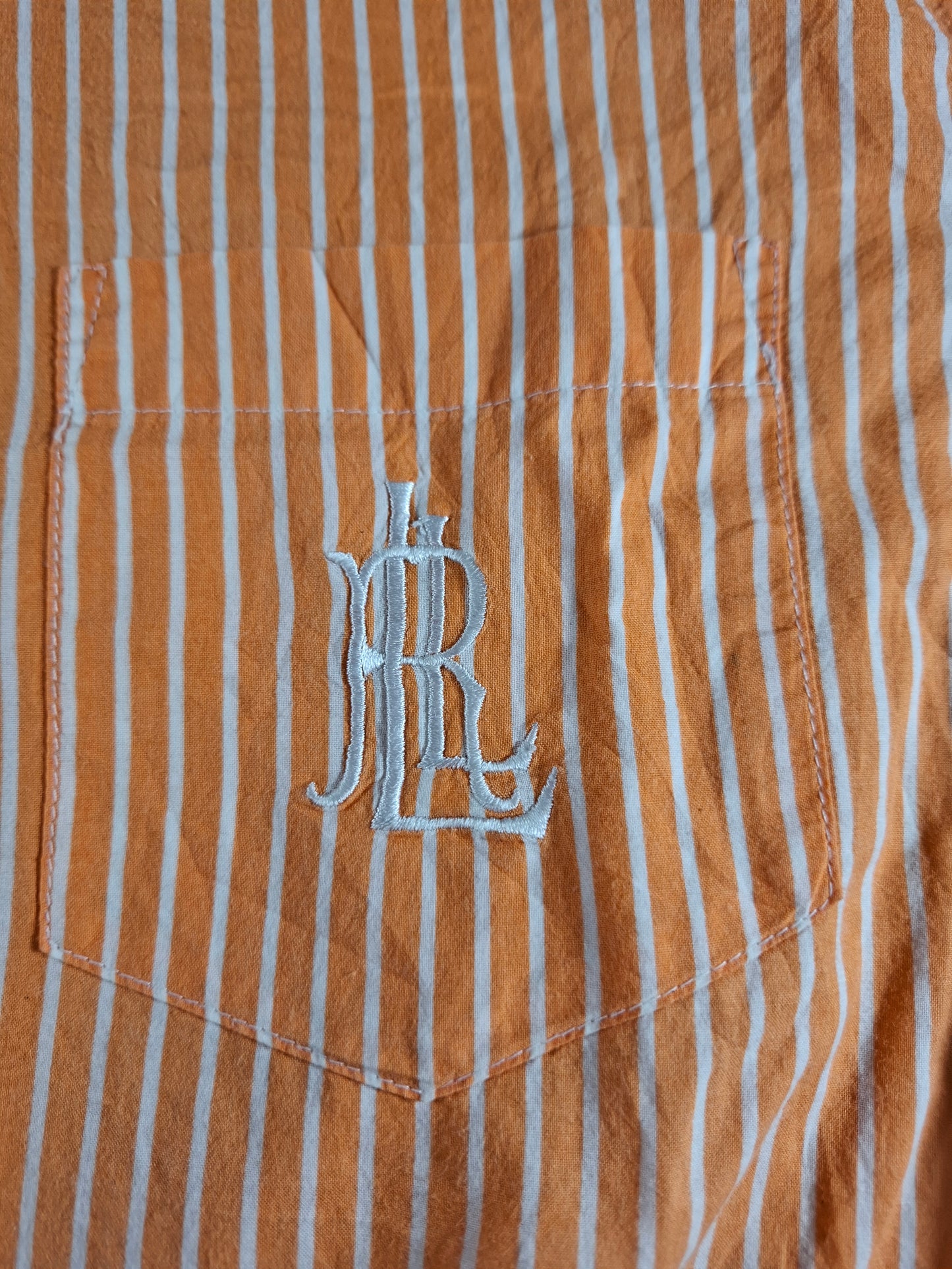 001368 Polo Ralph Lauren Button down shirt – Orange/ white striped, Size S