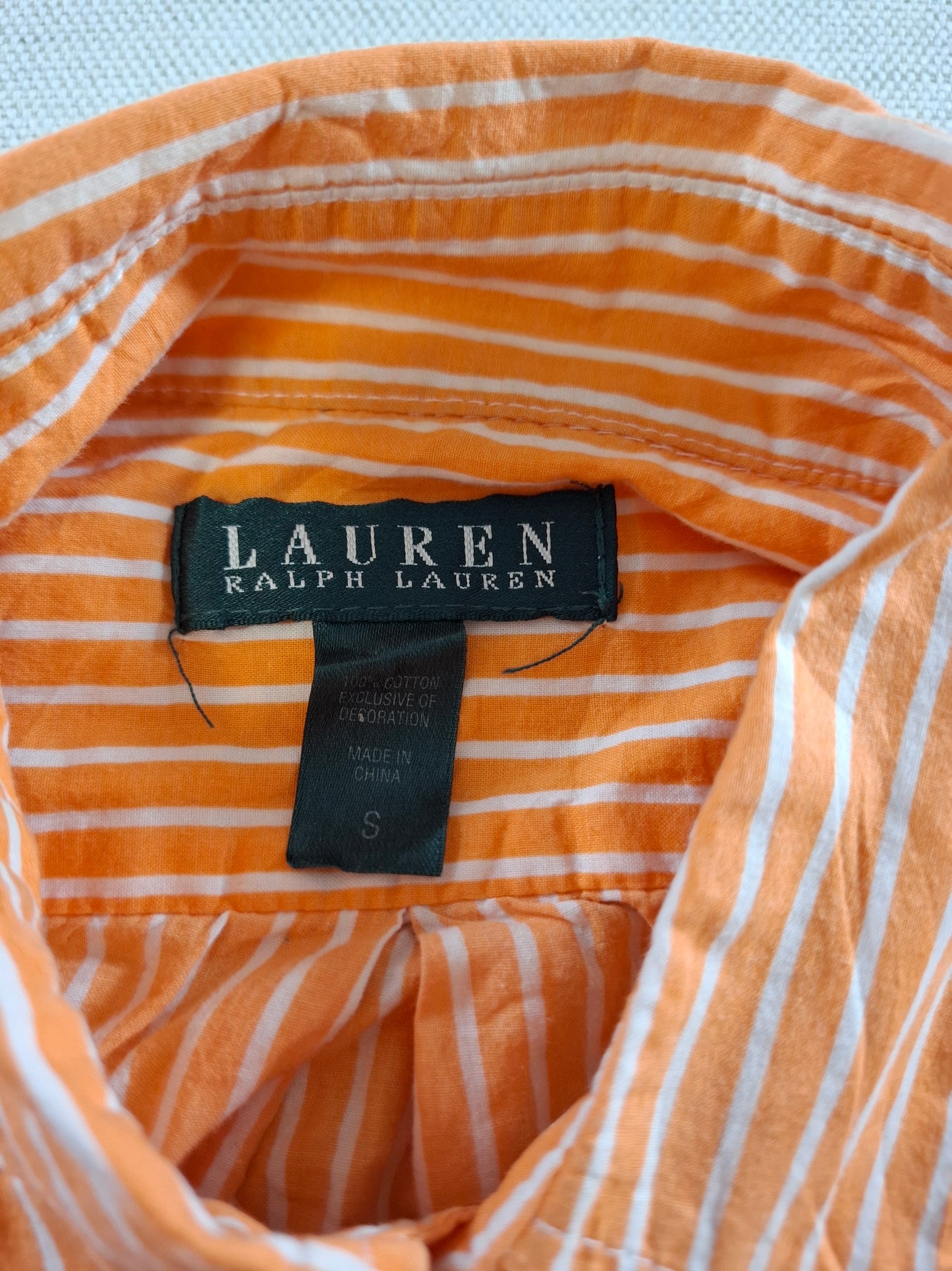 001368 Polo Ralph Lauren Button down shirt – Orange/ white striped, Size S