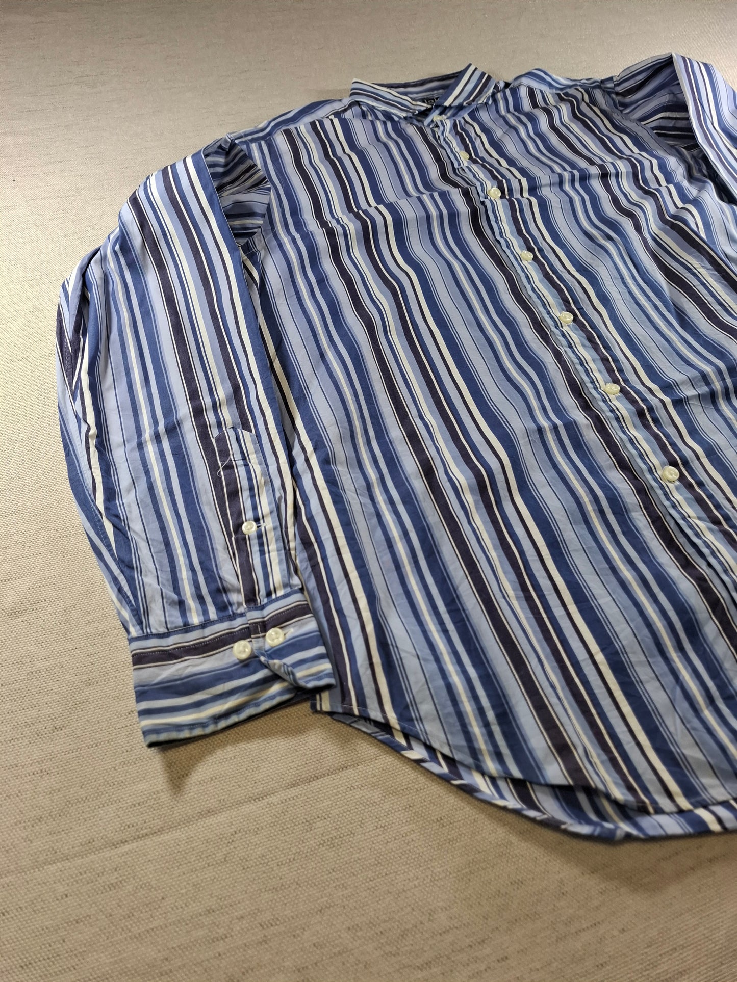 001369 Polo Ralph Lauren Button down shirt – Multicolor blue striped, Size 15 1/2 / M