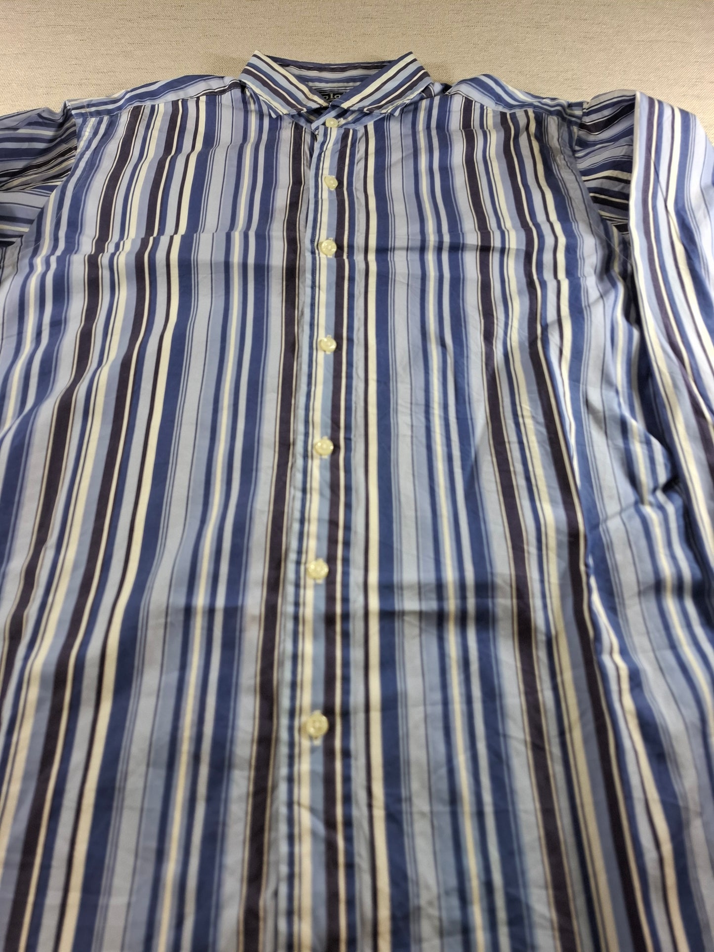 001369 Polo Ralph Lauren Button down shirt – Multicolor blue striped, Size 15 1/2 / M
