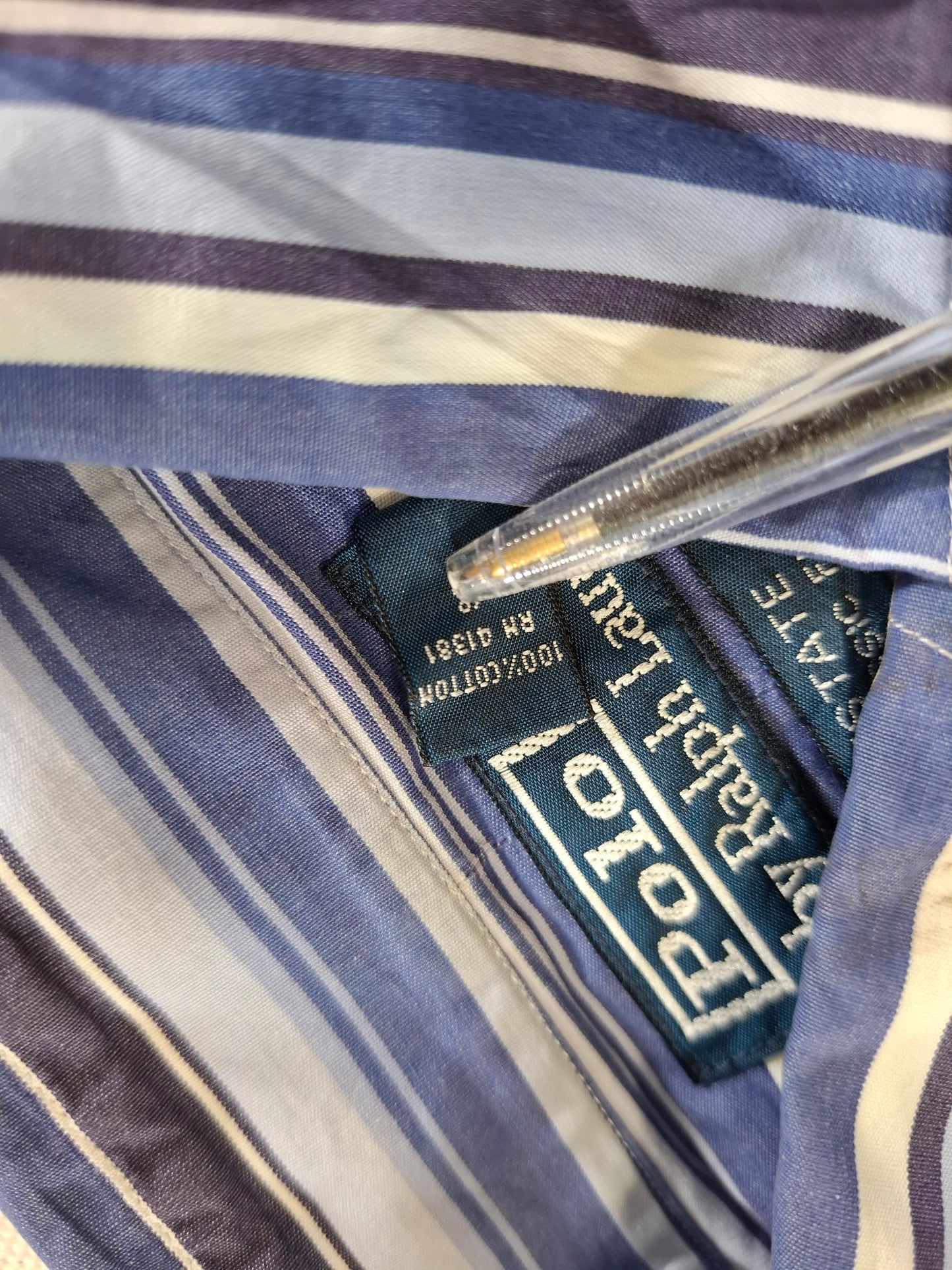 001369 Polo Ralph Lauren Button down shirt – Multicolor blue striped, Size 15 1/2 / M
