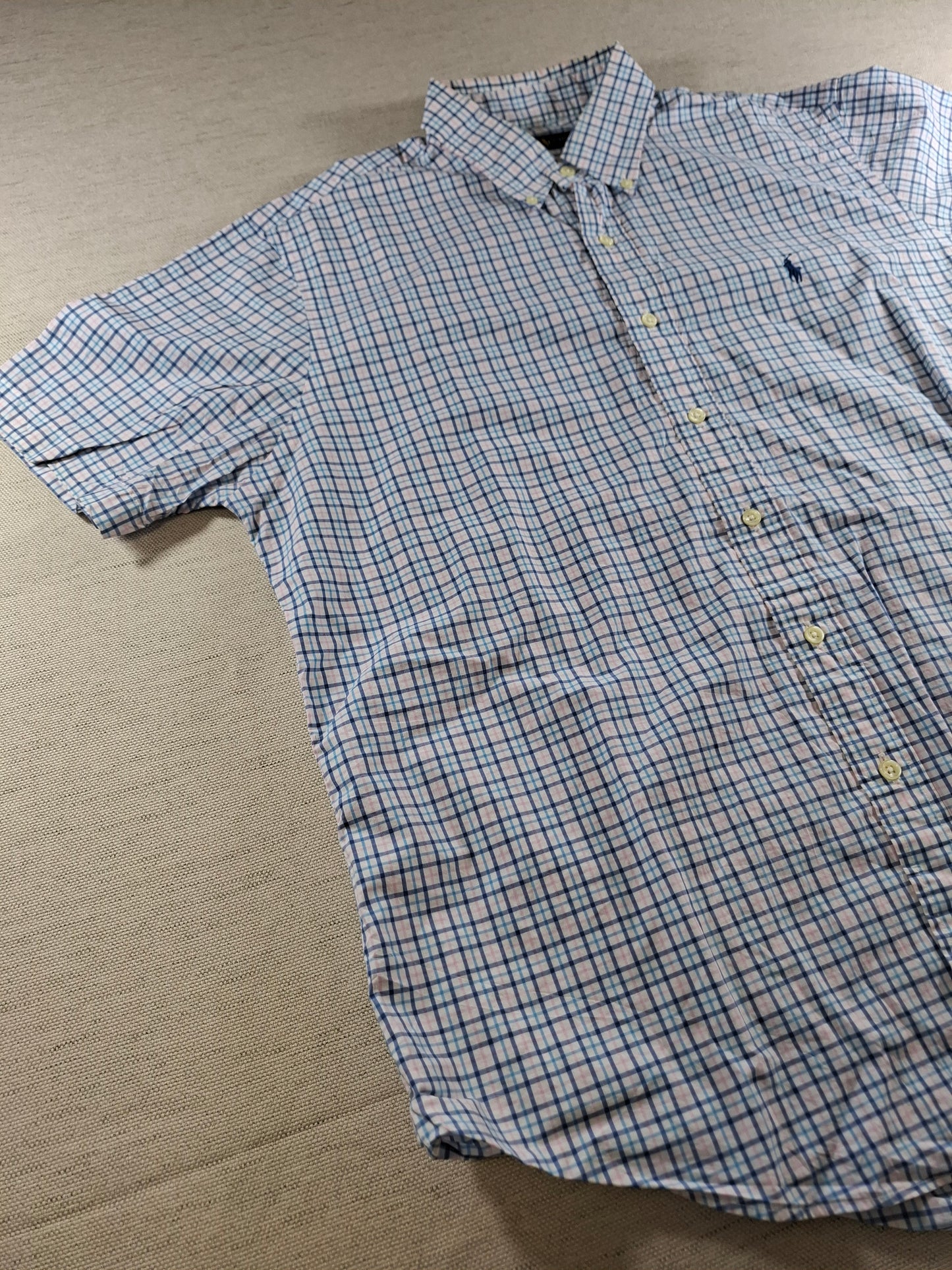 001370 Polo Ralph Lauren Button down shirt – Multi blue / white checkered, Size L