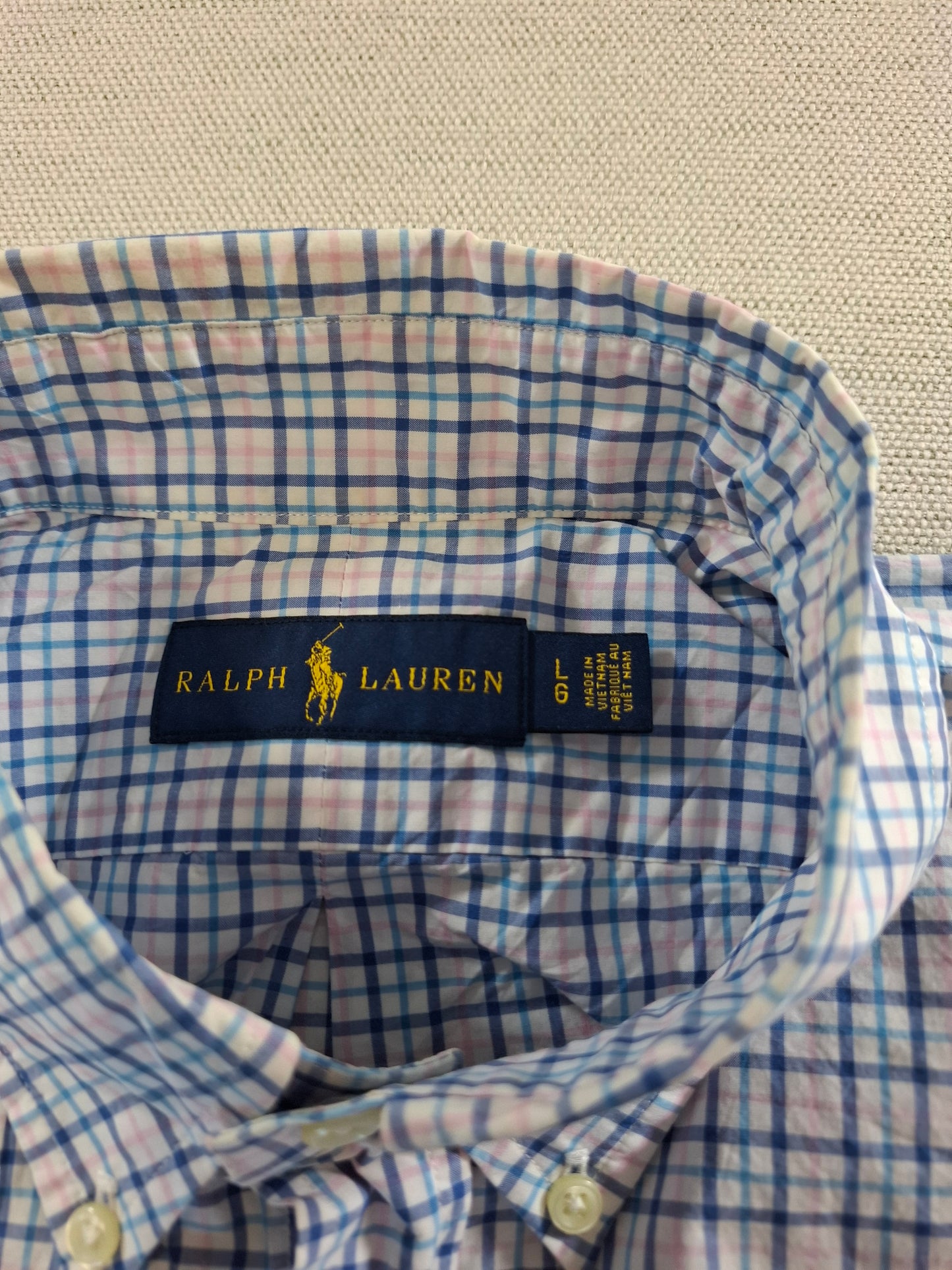 001370 Polo Ralph Lauren Button down shirt – Multi blue / white checkered, Size L