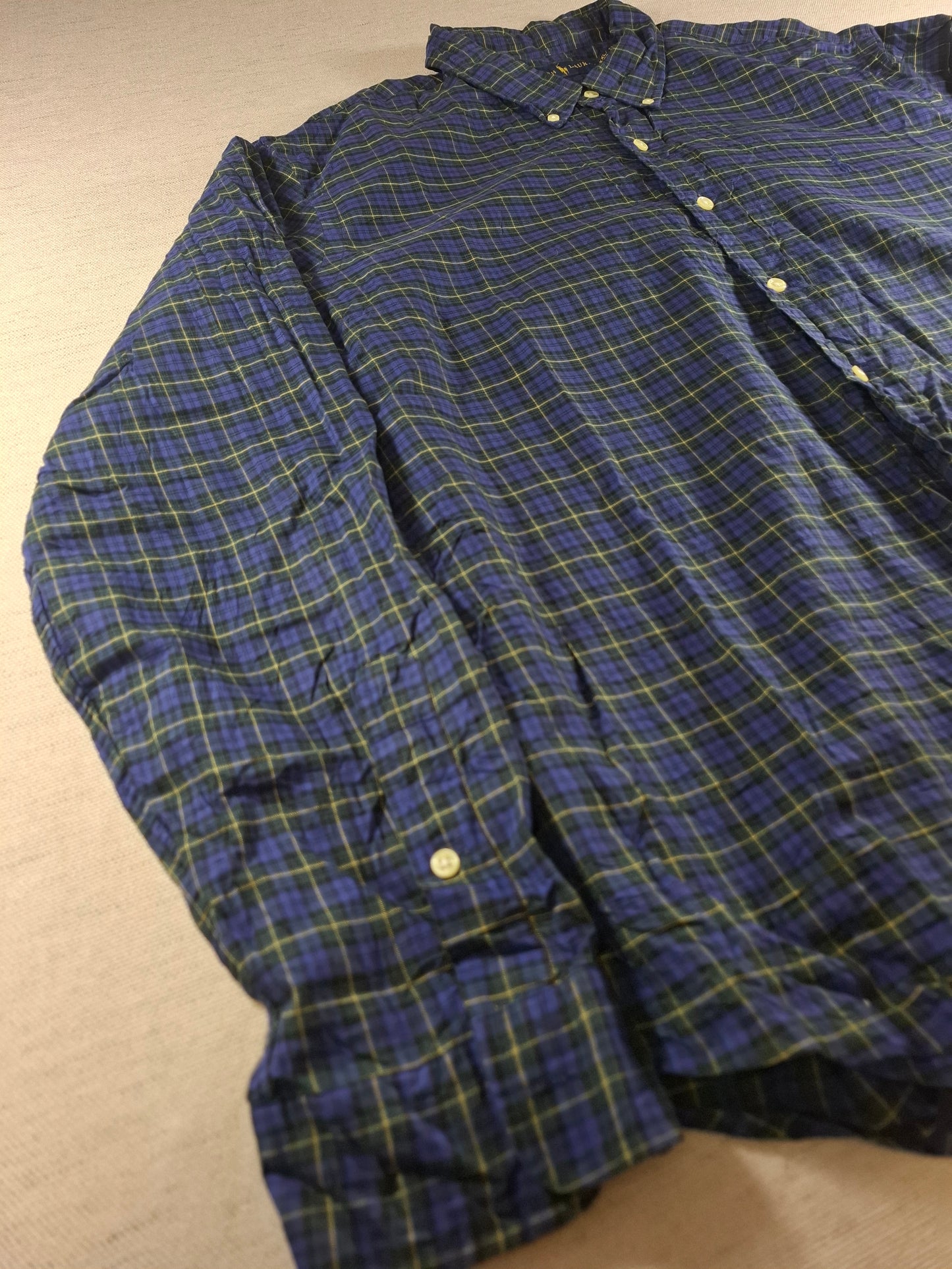 001371 Polo Ralph Lauren Button down shirt – Blue/ green checkered, Size XXL