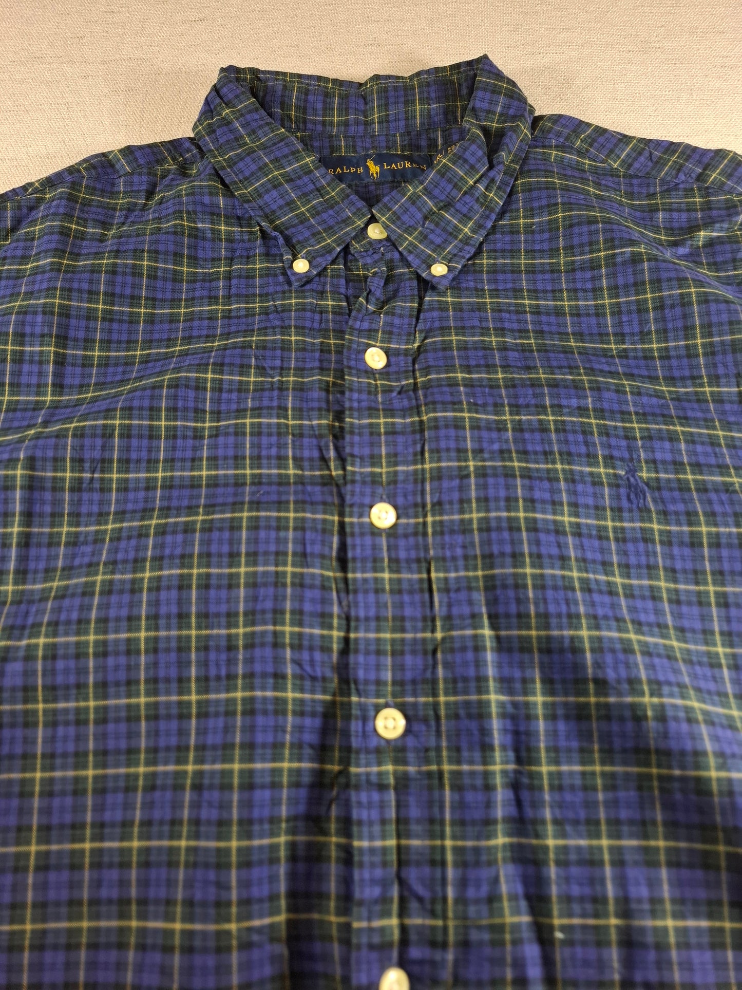001371 Polo Ralph Lauren Button down shirt – Blue/ green checkered, Size XXL