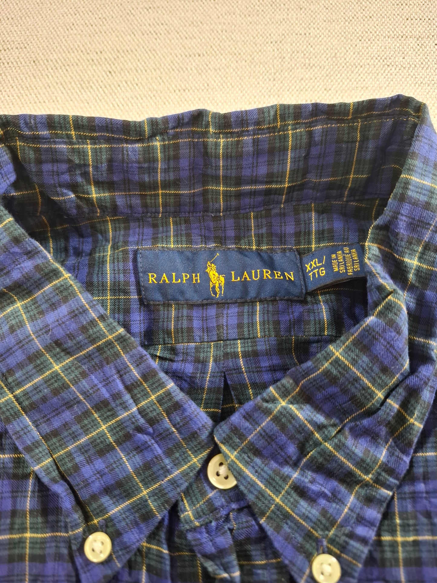 001371 Polo Ralph Lauren Button down shirt – Blue/ green checkered, Size XXL