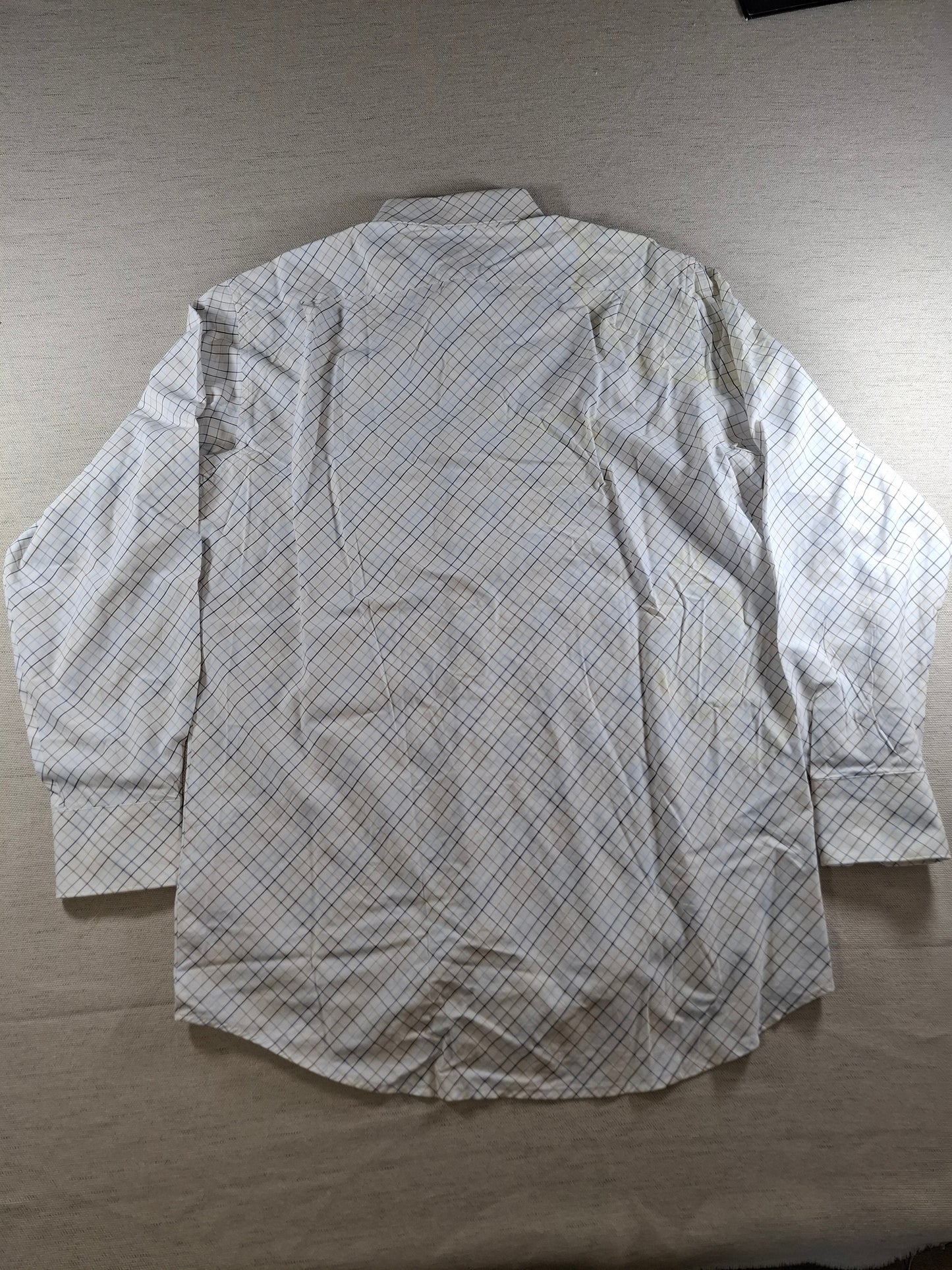 001372 Lacoste Button down shirt – White/ Blue/ Brown checkered, Size 41