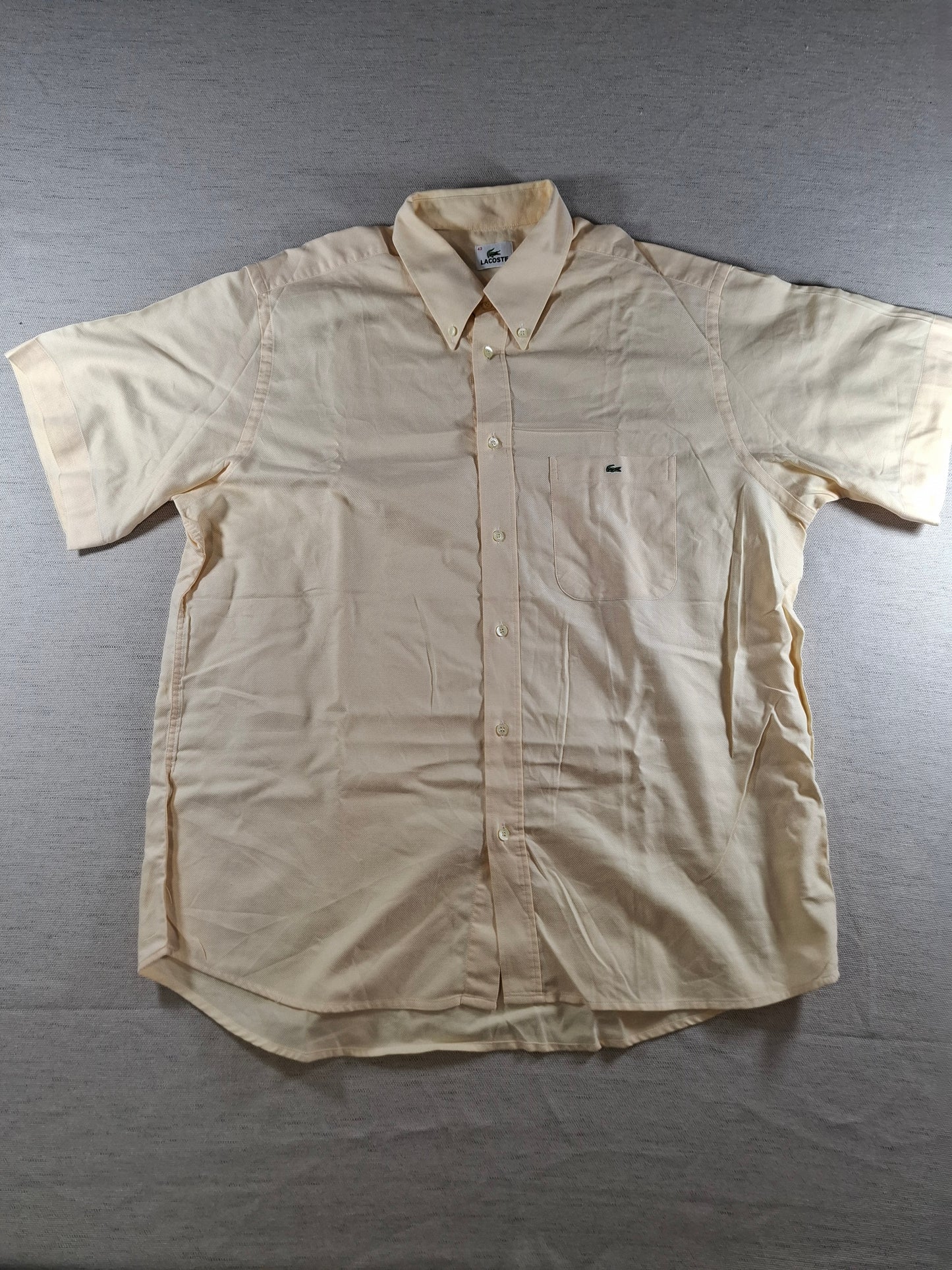 001373 Lacoste Button down shirt – Coral/ Orange/ Yellow, Size 43