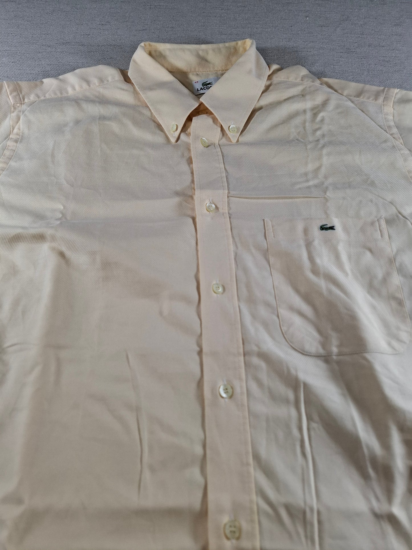001373 Lacoste Button down shirt – Coral/ Orange/ Yellow, Size 43