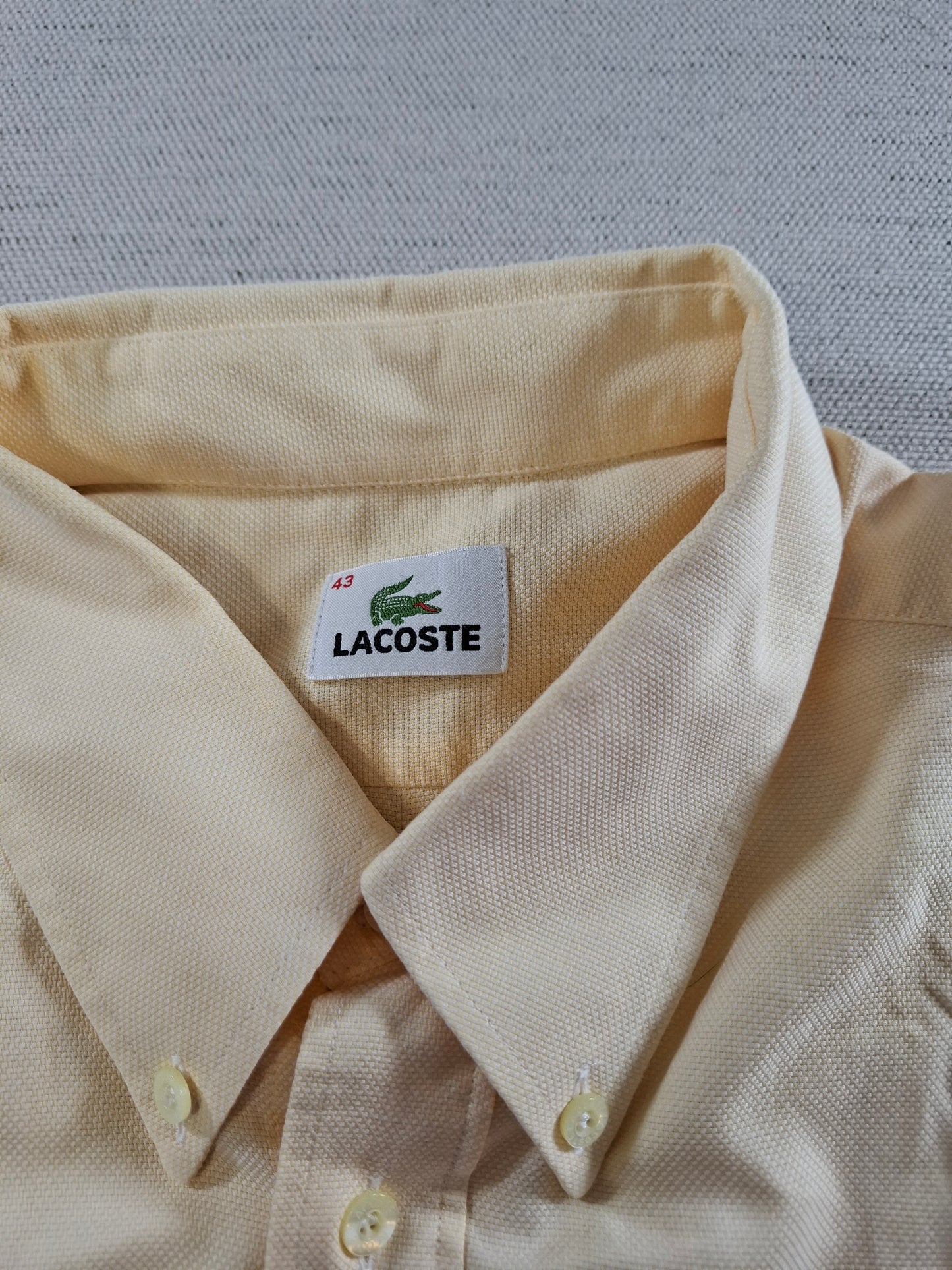 001373 Lacoste Button down shirt – Coral/ Orange/ Yellow, Size 43