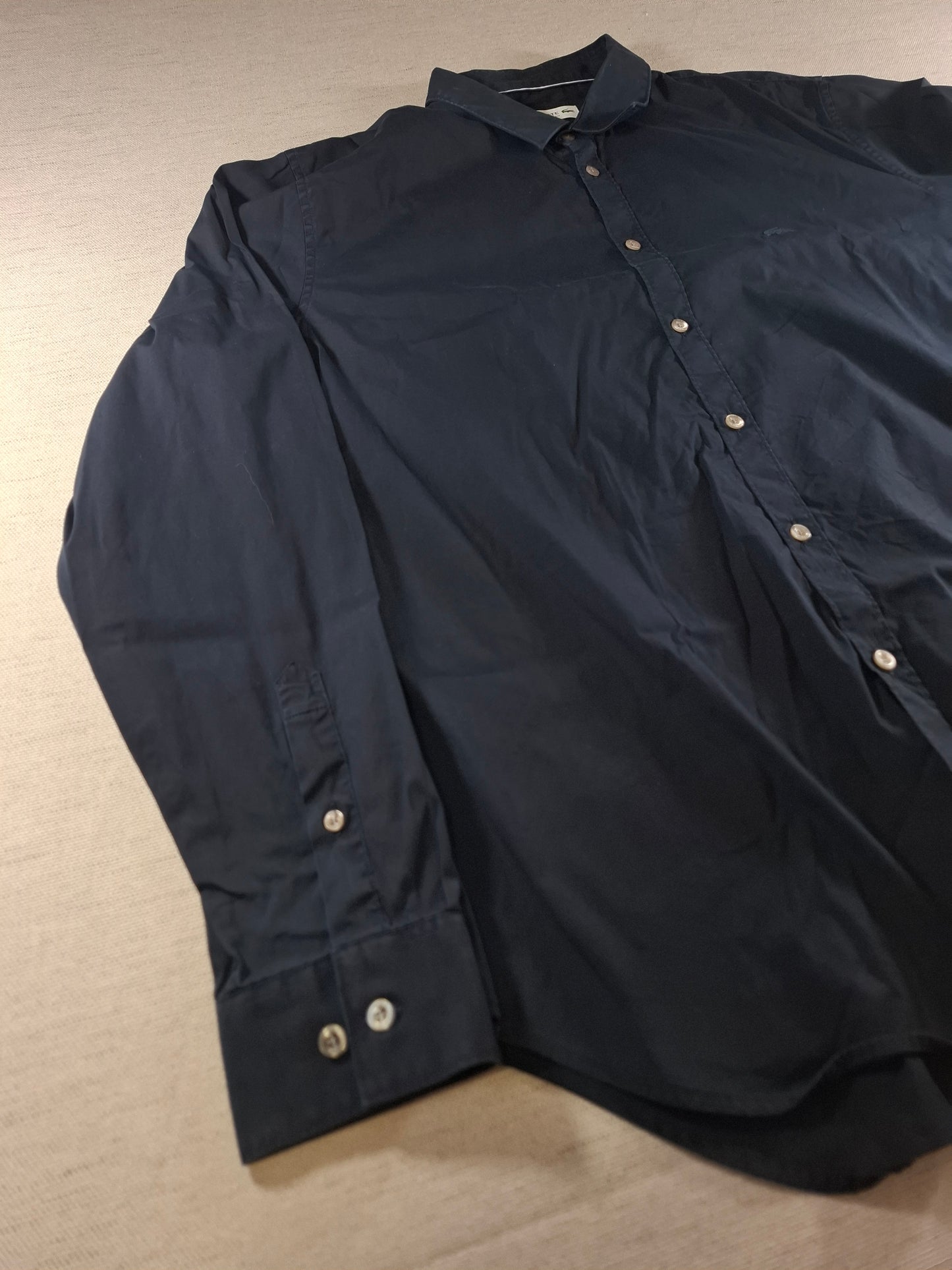 001374 Lacoste Button down shirt – Black, Size FR 46 US 18 1/2