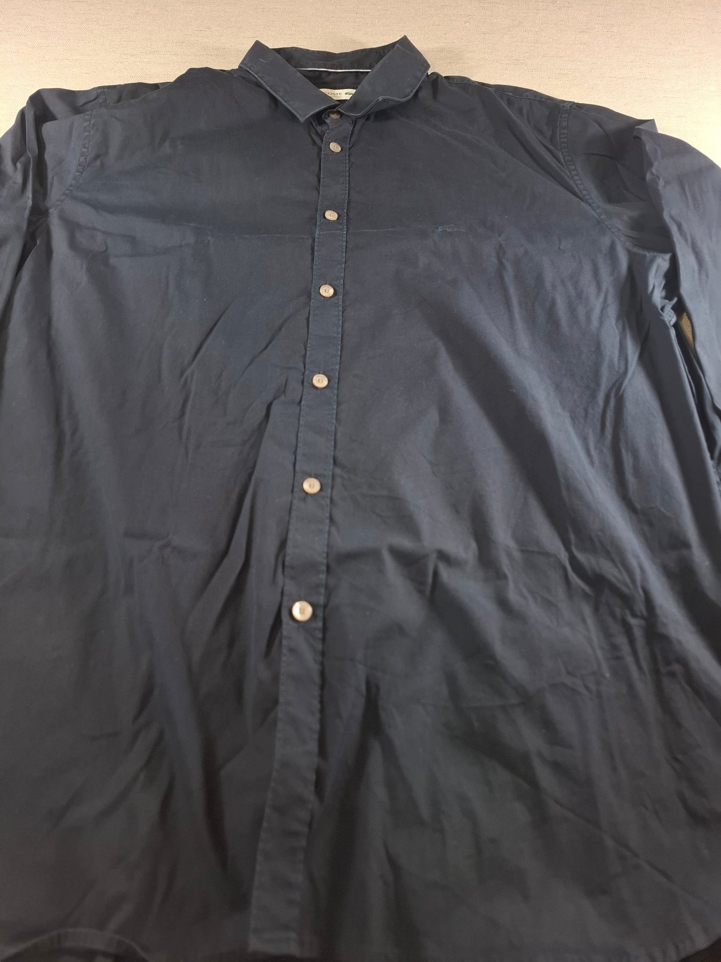 001374 Lacoste Button down shirt – Black, Size FR 46 US 18 1/2