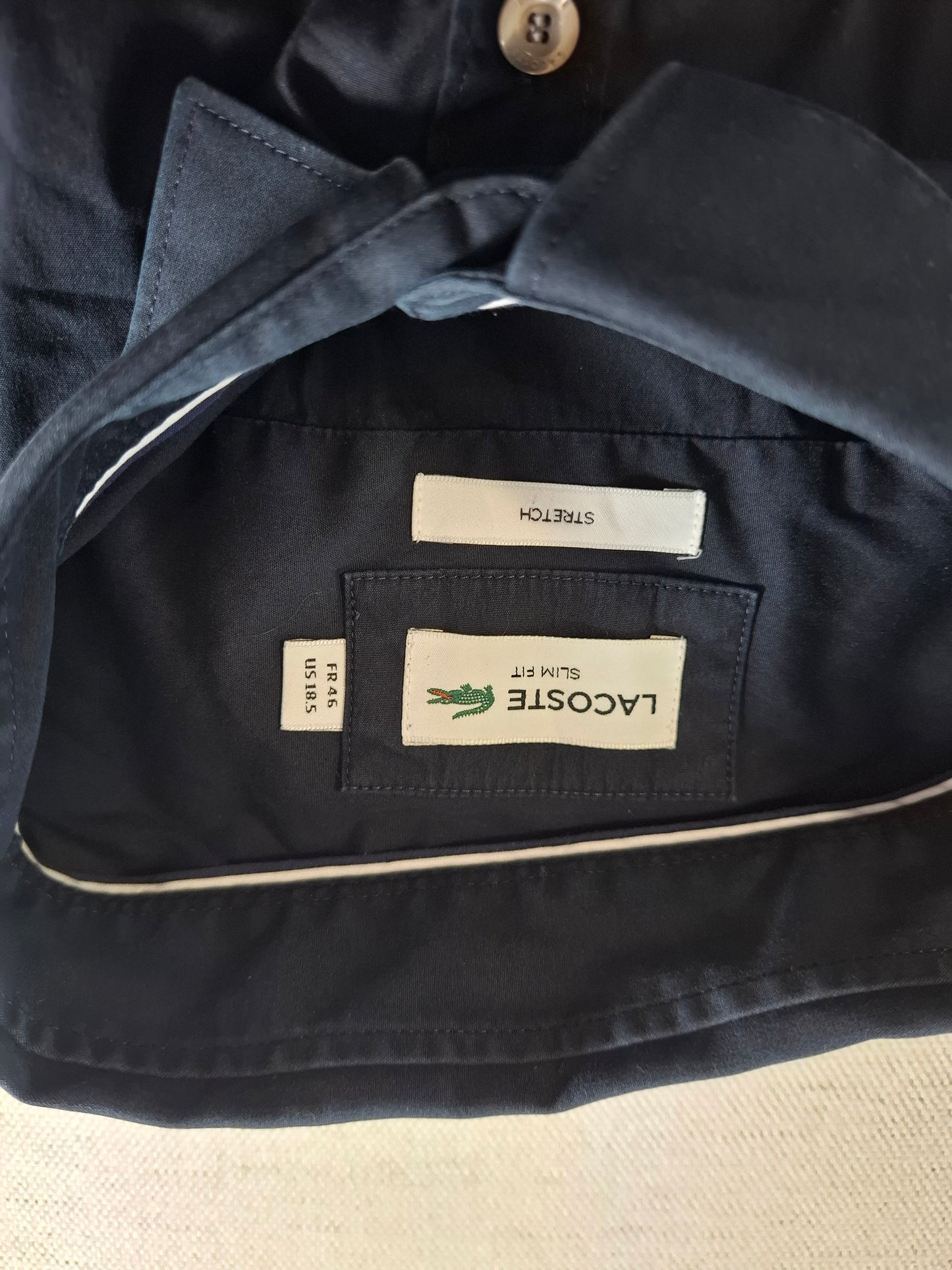 001374 Lacoste Button down shirt – Black, Size FR 46 US 18 1/2