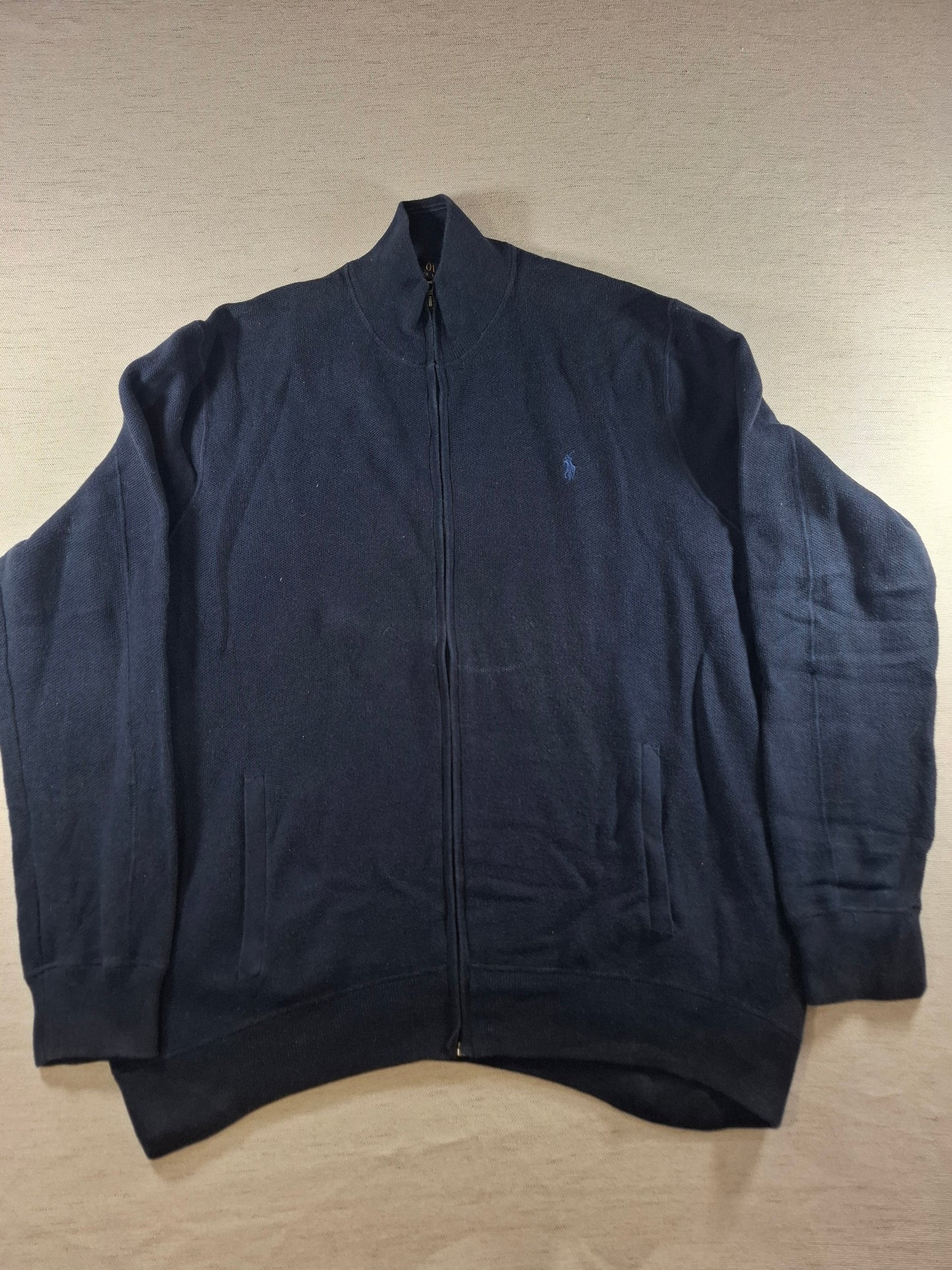 001377 Polo Ralph Lauren Full zip sweater – Navy, Size XXL