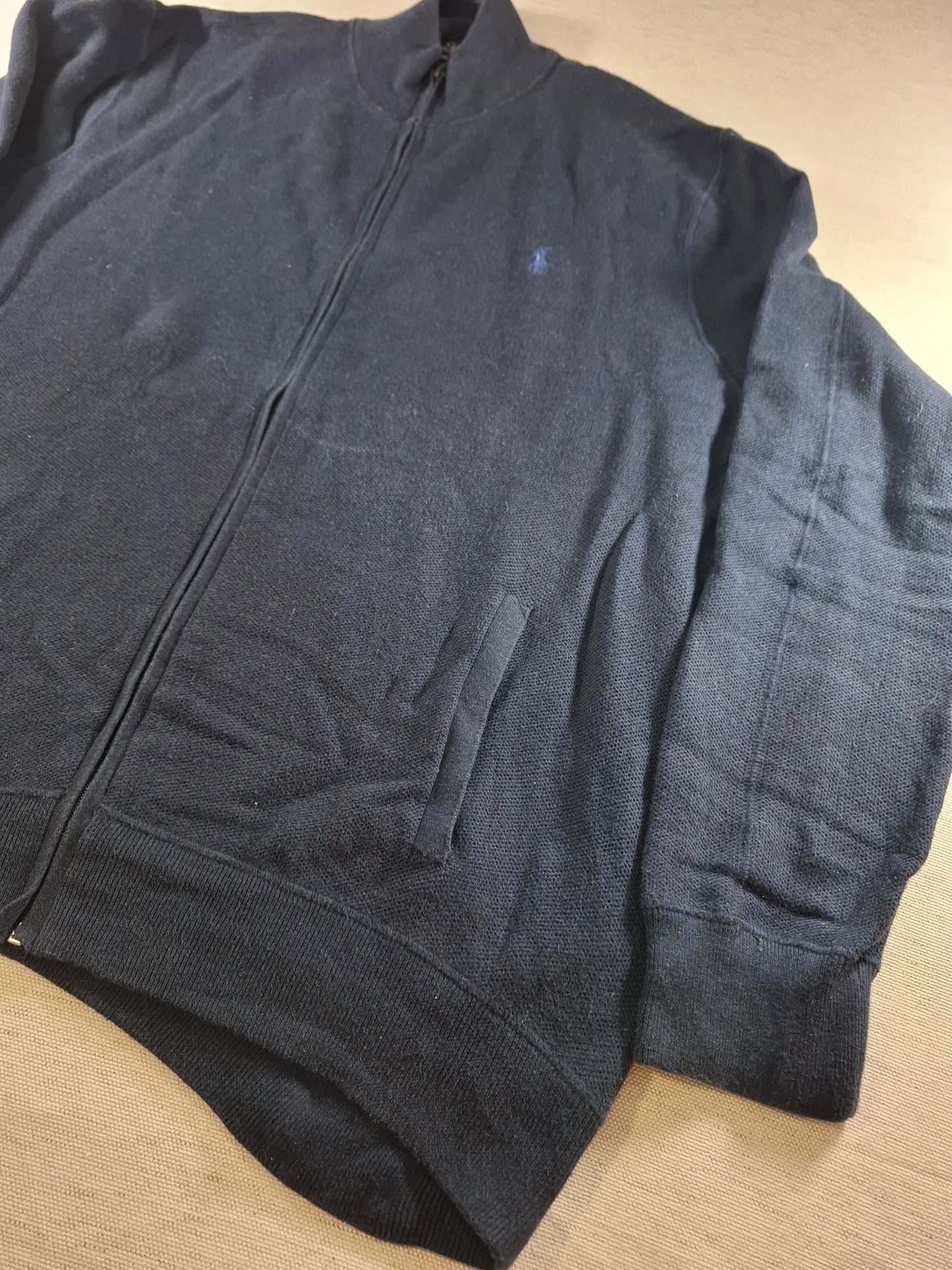 001377 Polo Ralph Lauren Full zip sweater – Navy, Size XXL