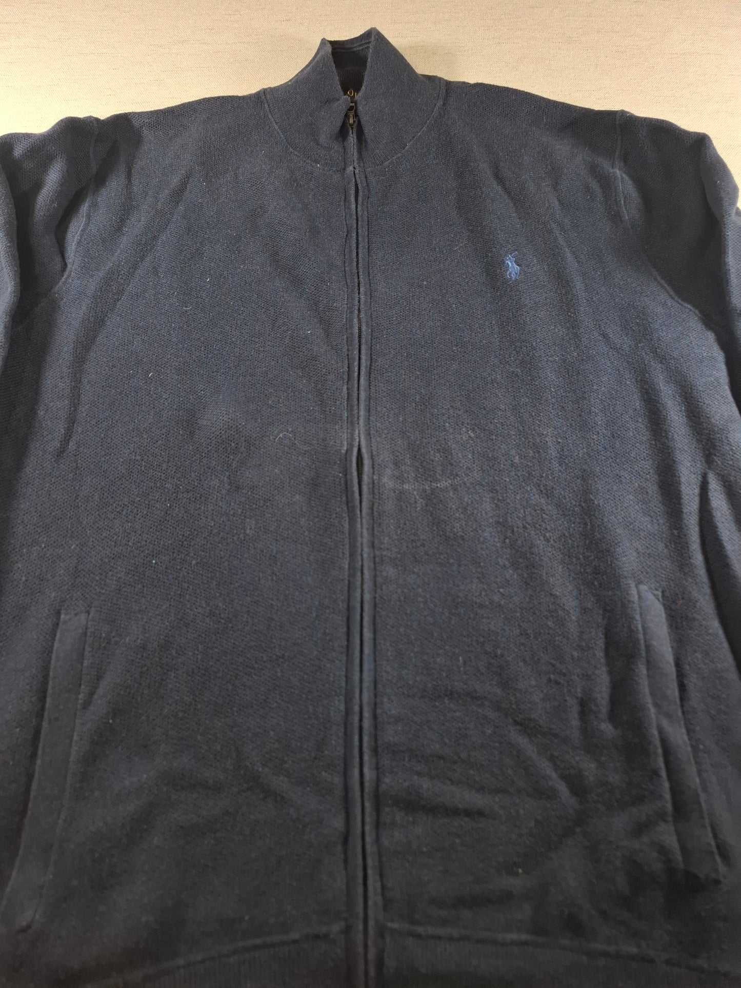 001377 Polo Ralph Lauren Full zip sweater – Navy, Size XXL