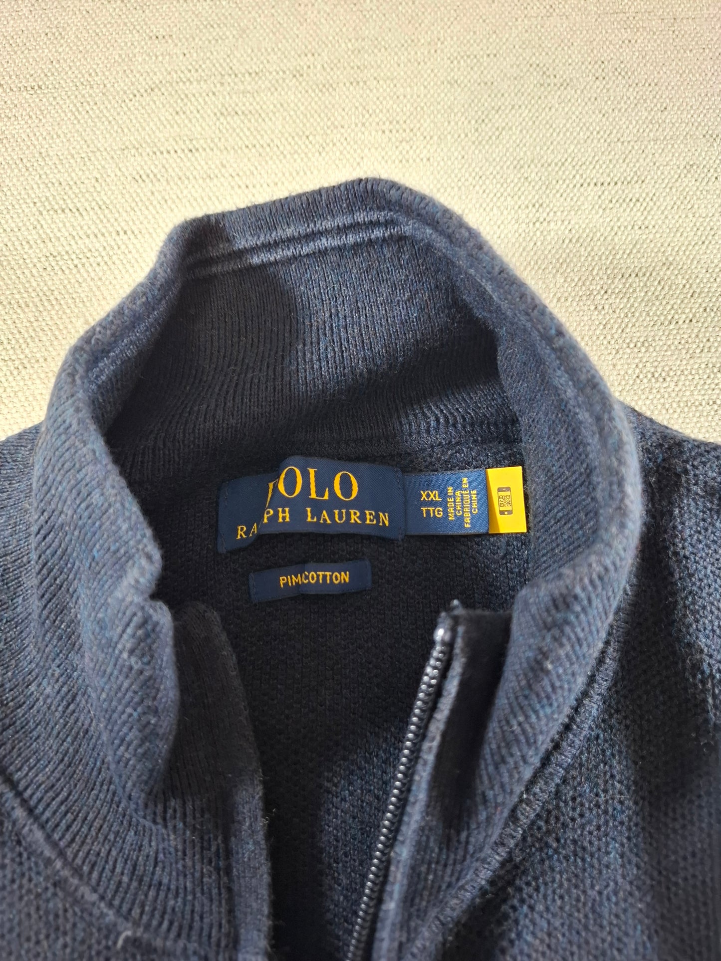 001377 Polo Ralph Lauren Full zip sweater – Navy, Size XXL