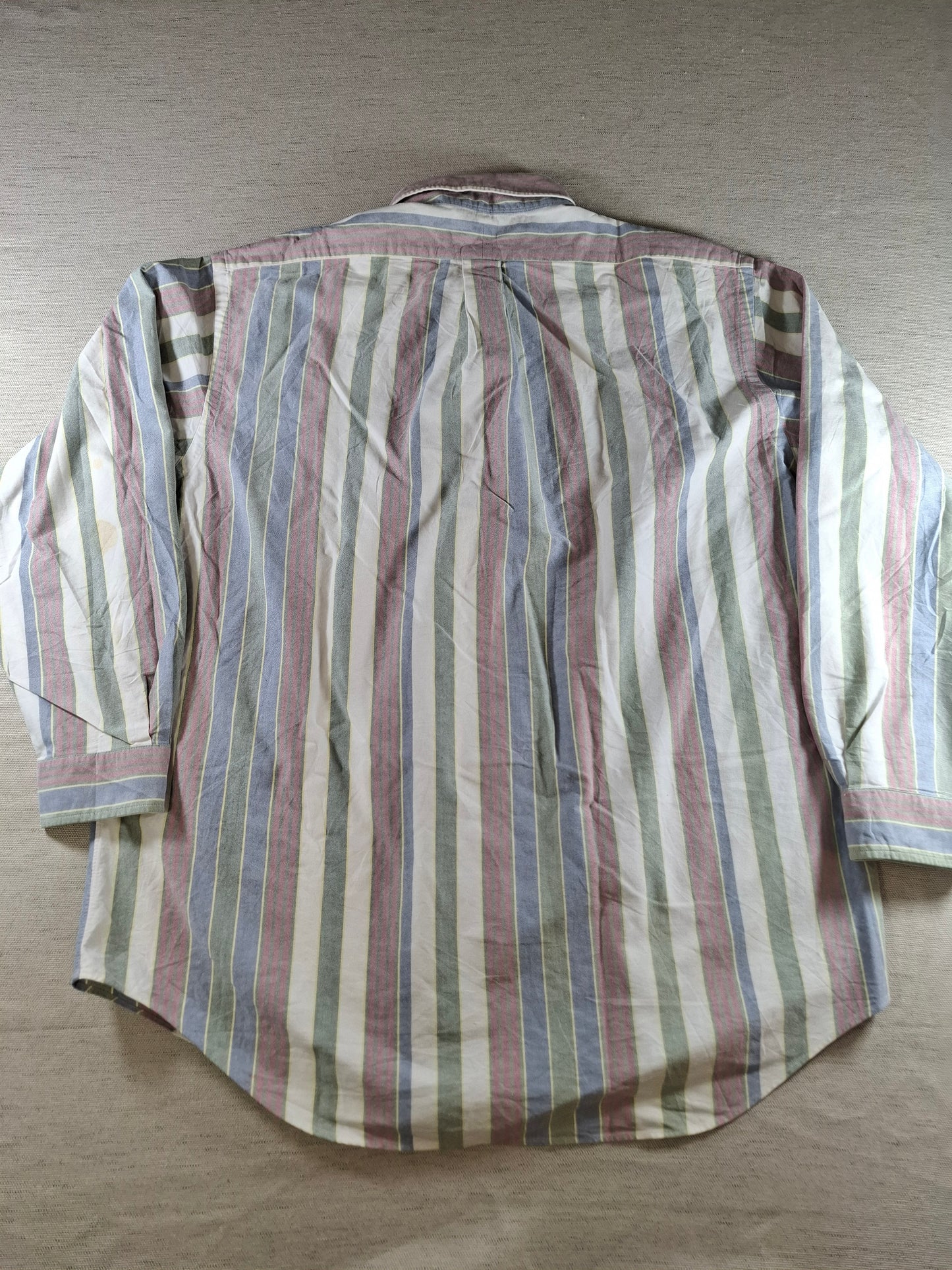 001413 – Polo Ralph Lauren Shirt – White/Green/Red Striped, Size 17,5/35